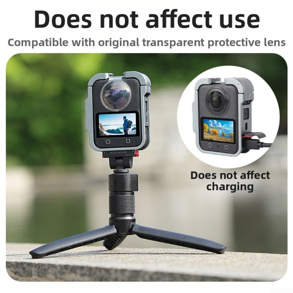 Metalowa klatka do DJI do osmo 360, rama ochronna ze stopu aluminium z montażem na zimne buty, kompaktowy uchwyt do nagrywania poziomego i pionowego, srebrna