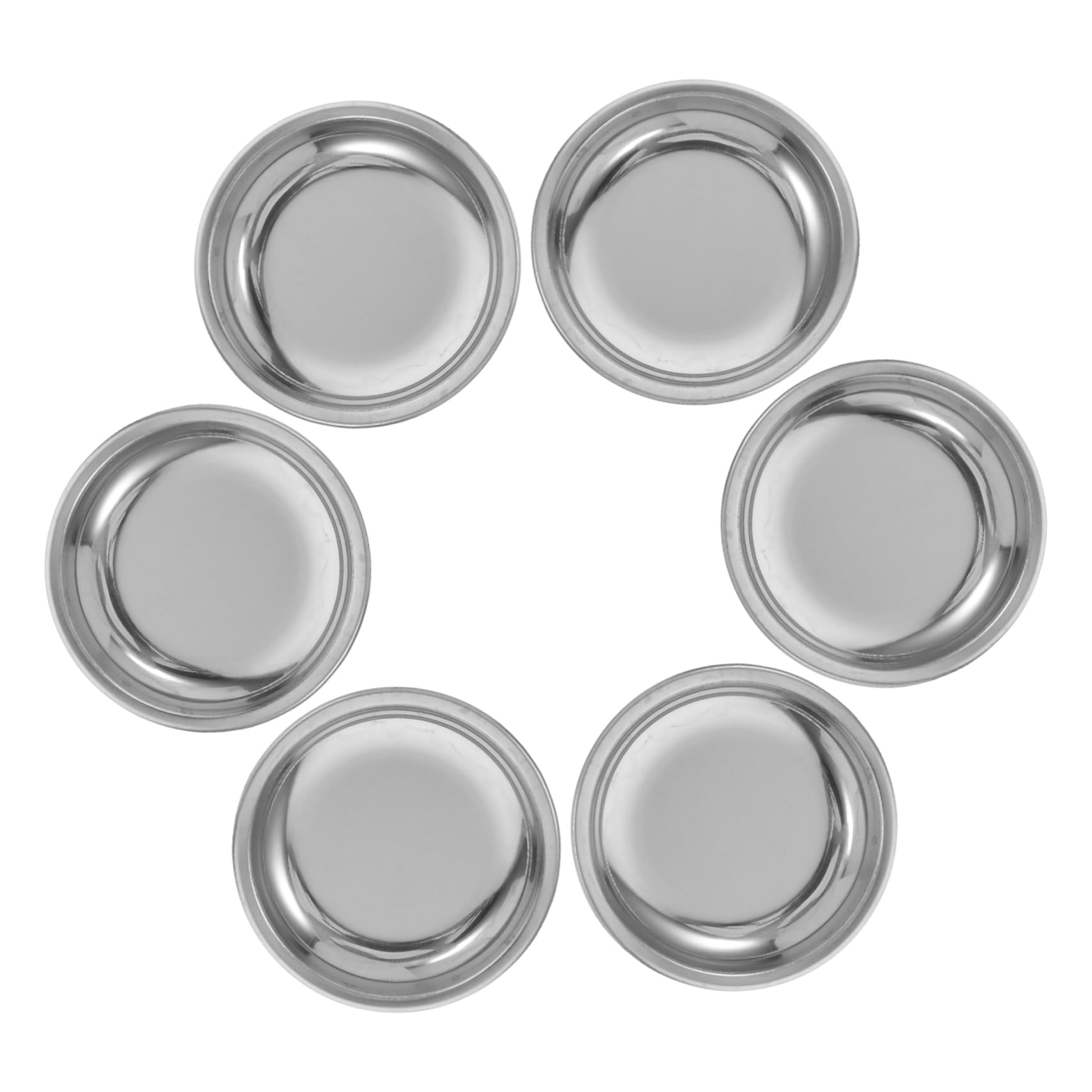 Mobestech 6pcs Round Tea Bag Plate Stainless Steel Coaster Tray for Tea Strainer