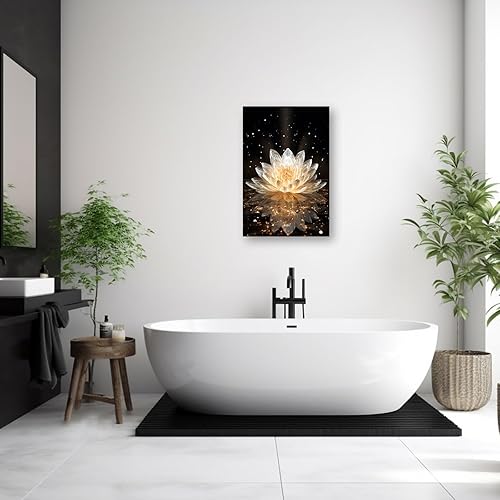 Miniatura 5 de DOARTDO Lienzo de flor de loto blanco para pared, cuadros zen, decoración de pared, pinturas de spa, marco de decoración de baño con espíritu