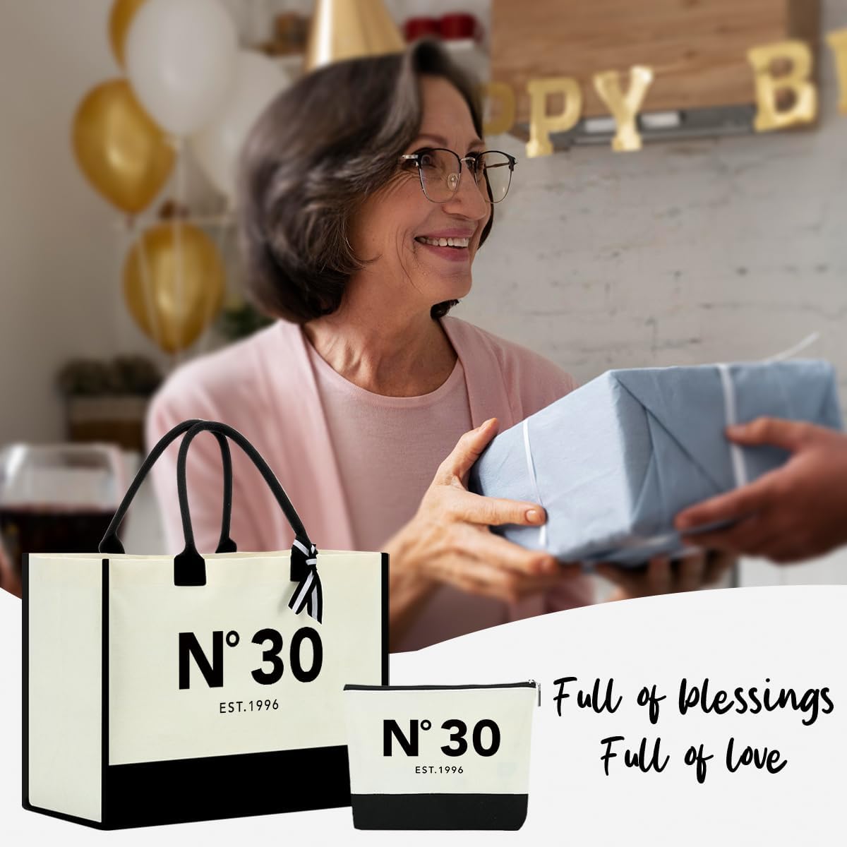 Birthday gifts for Women Travel Canvas Tote Bag and Makeup Bag -2026 - Image 5