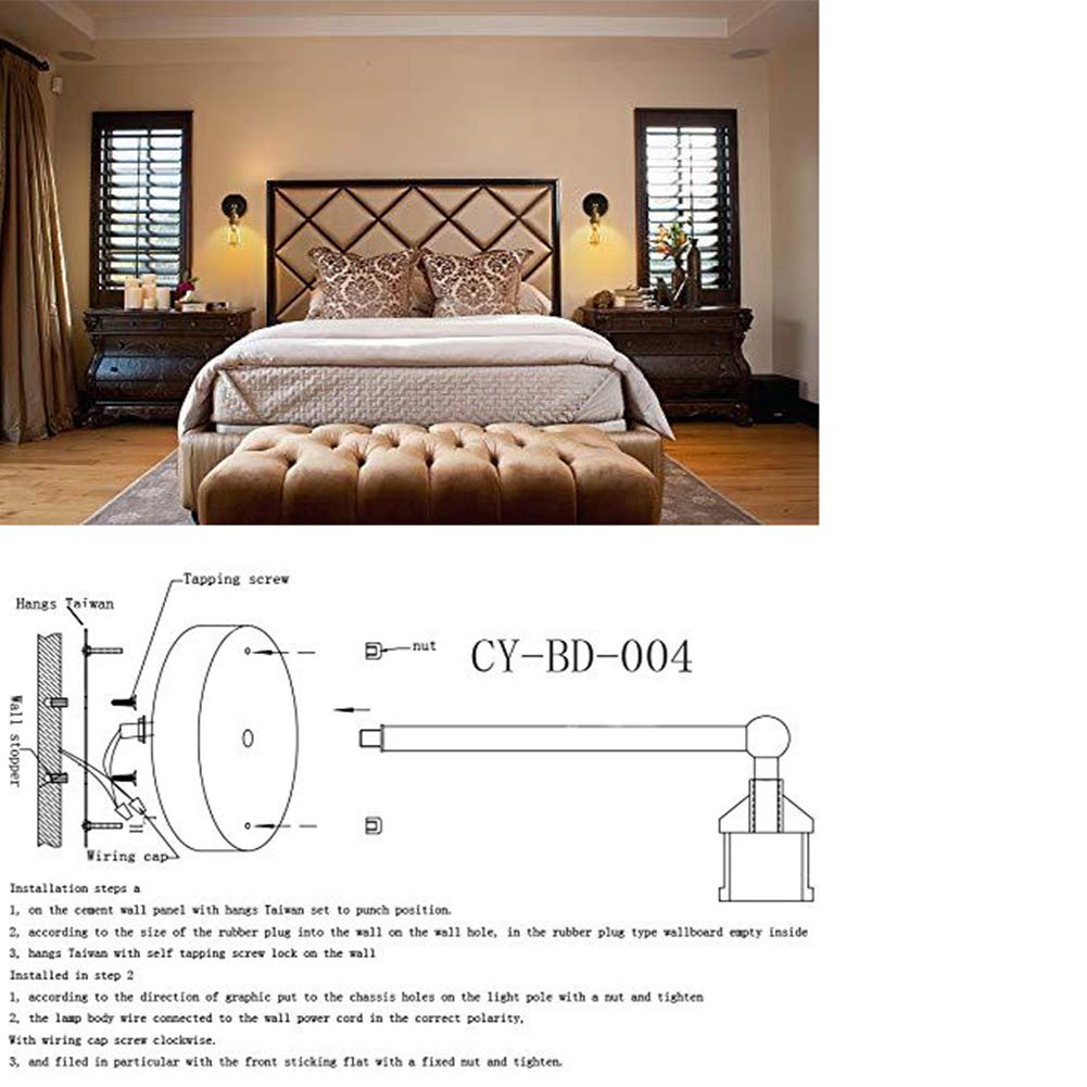 Einfache Vintage-Wandlampe, Bettkopfteil, Wandleuchte für den Innen- und Außenbereich, Nachtwandbeleuchtung, dekorative Wandspots, Wohnzimmerbeleuchtung, reines Kupfer, keine Lichtquelle, Kupfer (Kupf