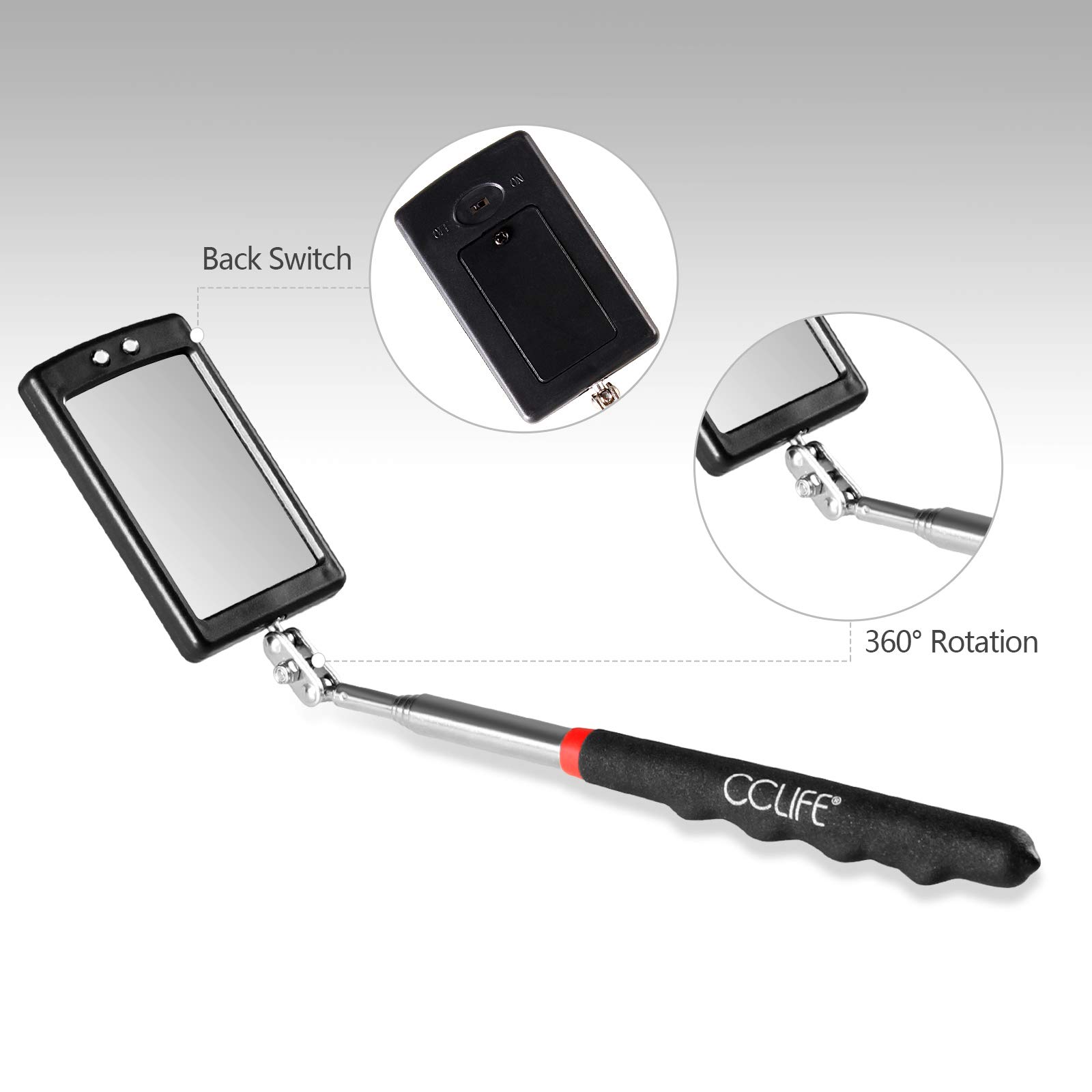 CCLIFE Kit de 7 pièces aimant telescopique - miroir telescopique mecanique LED