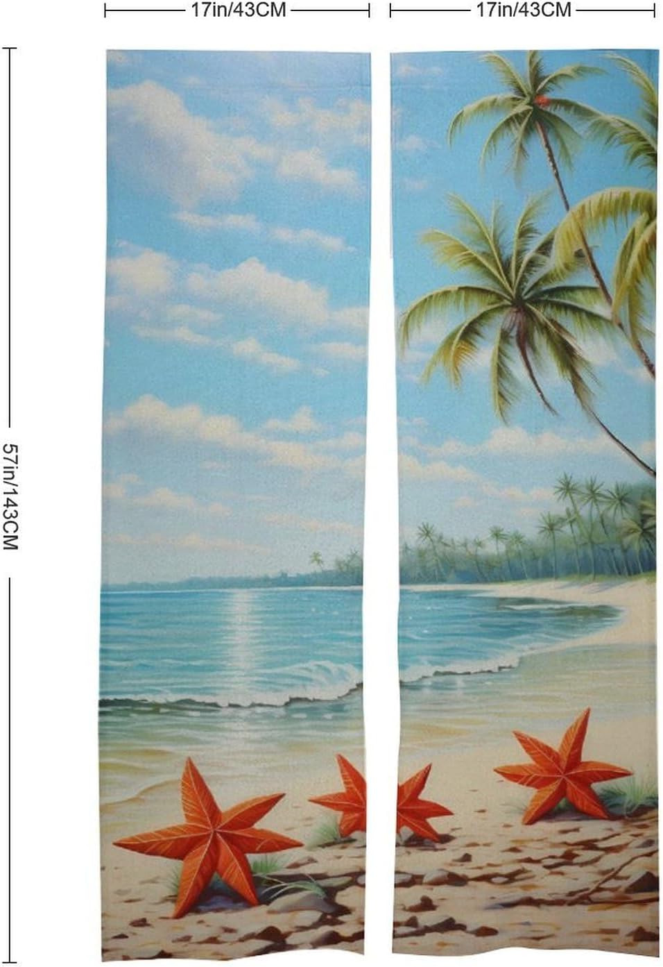 Beach Starfish Sea Animal Door Curtain Blackout Door Cover Curtains Door Screen for Home Accessories