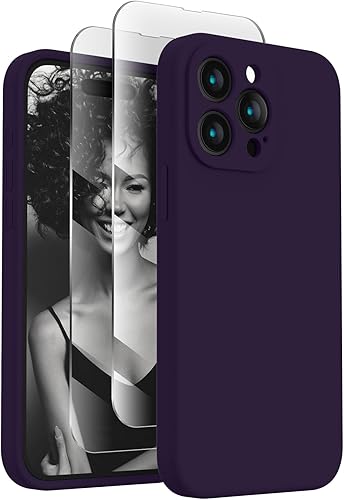 Miniatura 600 de FireNova Funda para iPhone 14 Pro, funda de silicona mejorada [protección de cámara] con [2 protectores de pantalla], forro interior de microfibra