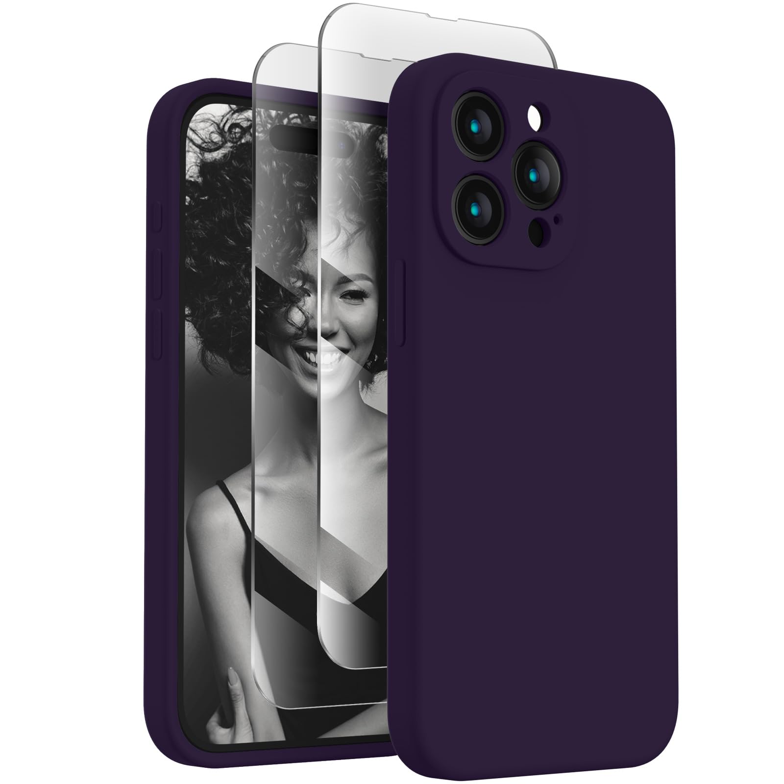 FireNova Funda diseñada para iPhone 15 Pro Max, 17 cm, color morado | Funda de silicona mejorada [protección de cámara] con forro interior de microfibra suave antiarañazos