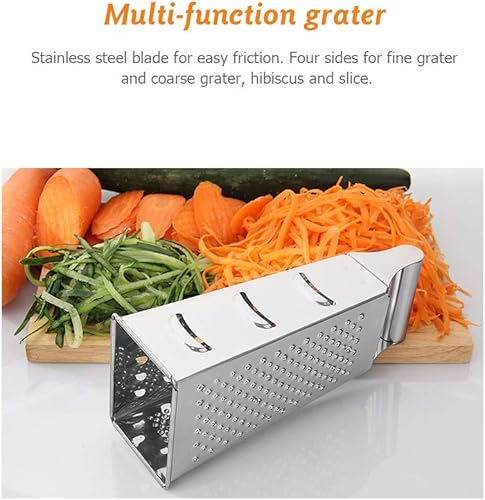 Miniatura 6 de Rallador de caja, rallador grande de acero inoxidable de 4 lados para queso parmesano, jengibre, verduras