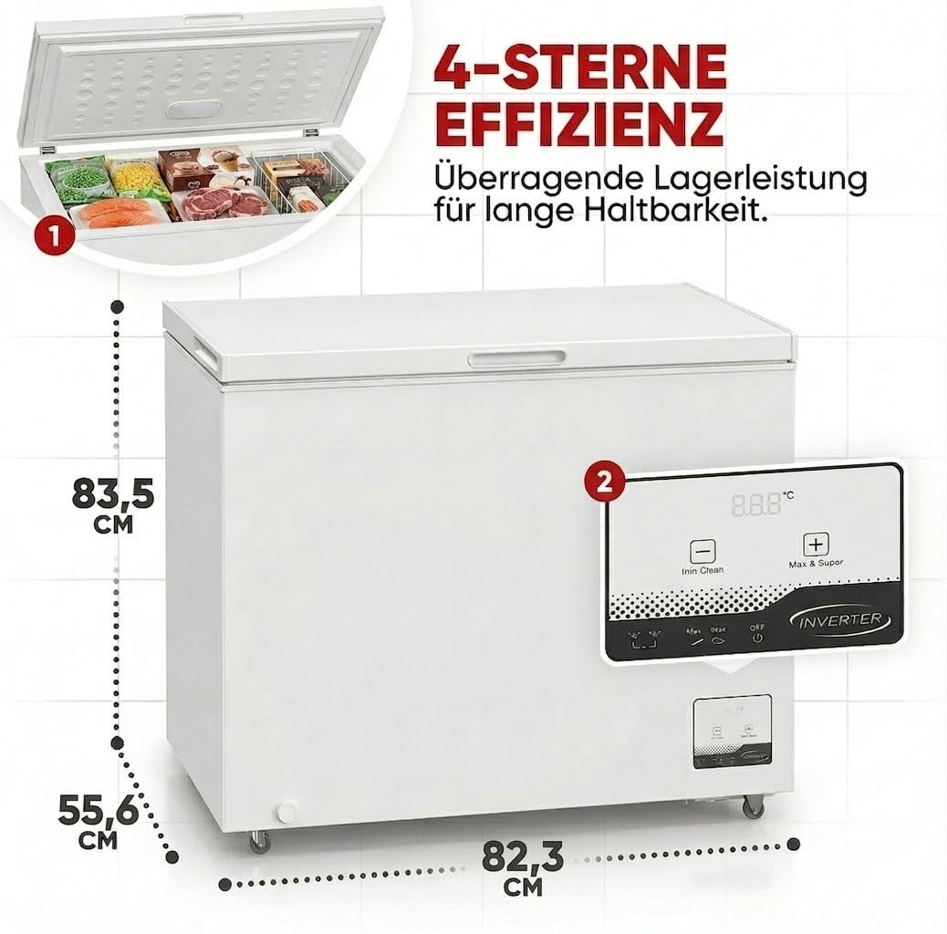 PKM GT300E Gefriertruhe 299 Liter 41 dB 4 Sterne Freistehend