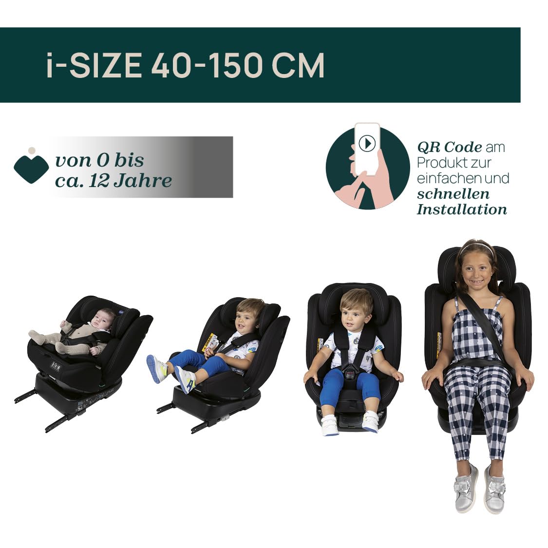 Chicco Unico Evo I-Size Autositz 0-36 kg ECE R129/03 Isofix 360° drehbar neigbar Gruppe 0+/1/2/3 0-12 Jahre