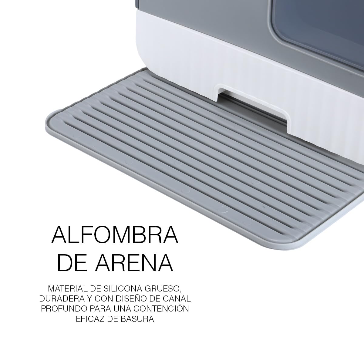 Ajolopet | Casa Arenero para Gato | Diseño Cerrado Elegante con Puerta y Filtro | Control Total de Olores y Limpieza Sencilla, Incluye Pala | Tamaño Grande Ideal para Gatos Adultos 40x44x45cm (Gris)