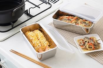 Amazon｜ステンレス製ふた付き保存容器 スリム 2個組 1214841