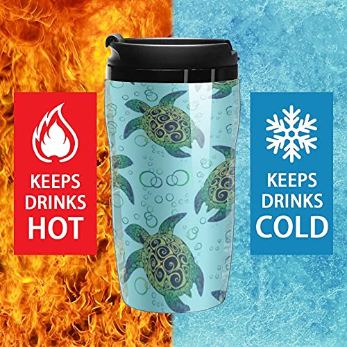 Vaso de viaje con patrón de tortugas marinas taza de café de plástico con tapa doble pared aislada con diseño patrón de… - Imagen 5
