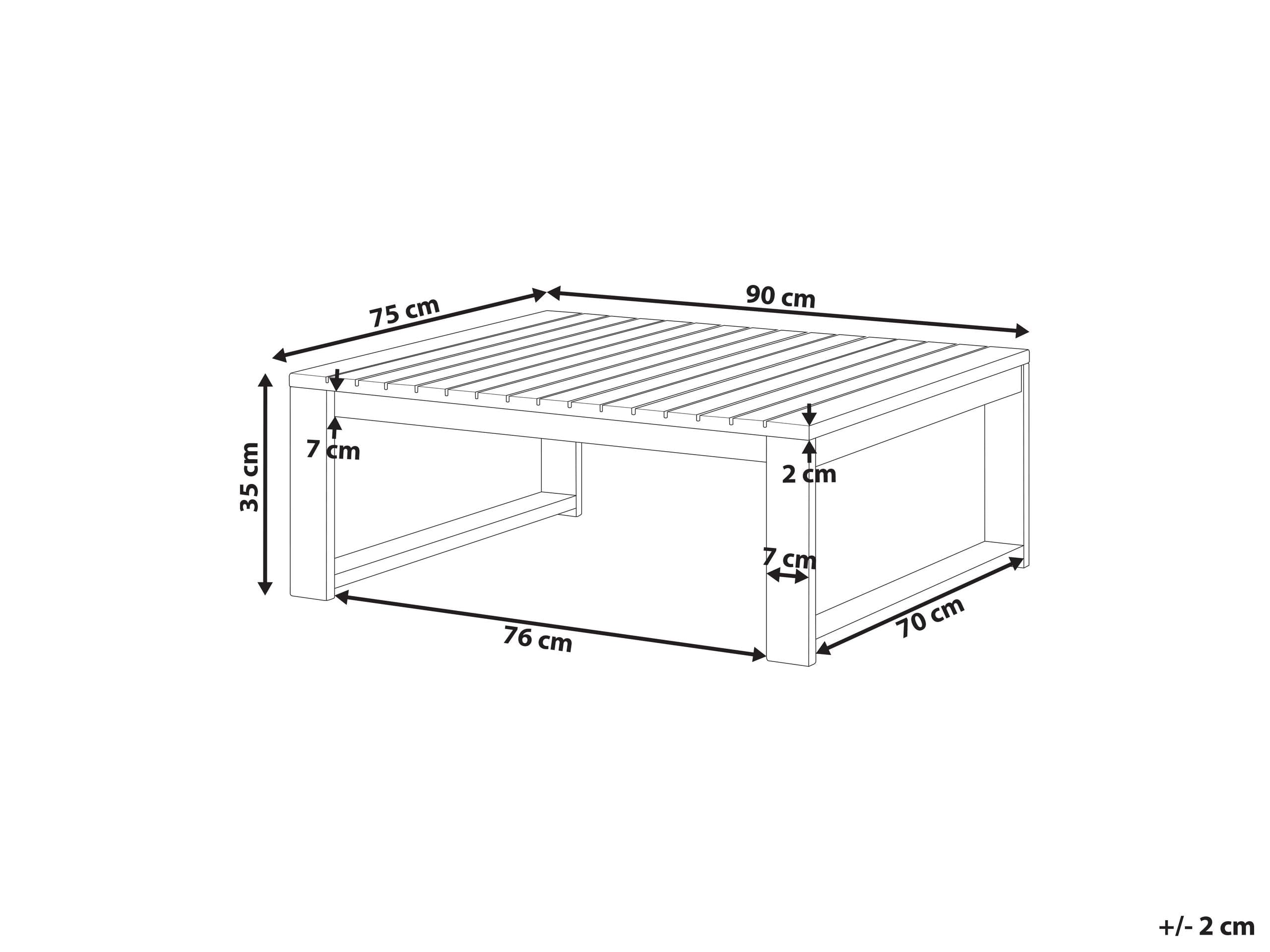 Beliani Mesa de Centro de Madera de Acacia marrón Claro 90 x 75 cm jardín balcón Timor II