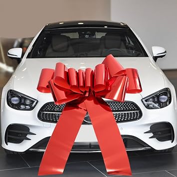 Giant Bow for Car,Big Red Car Bow 30inch Large Giant Bow for Gifts,Large Gift Wrapping Bow for Large Gift Decoration for Christmas,New House,Car,Party,Festival. Metallic Red