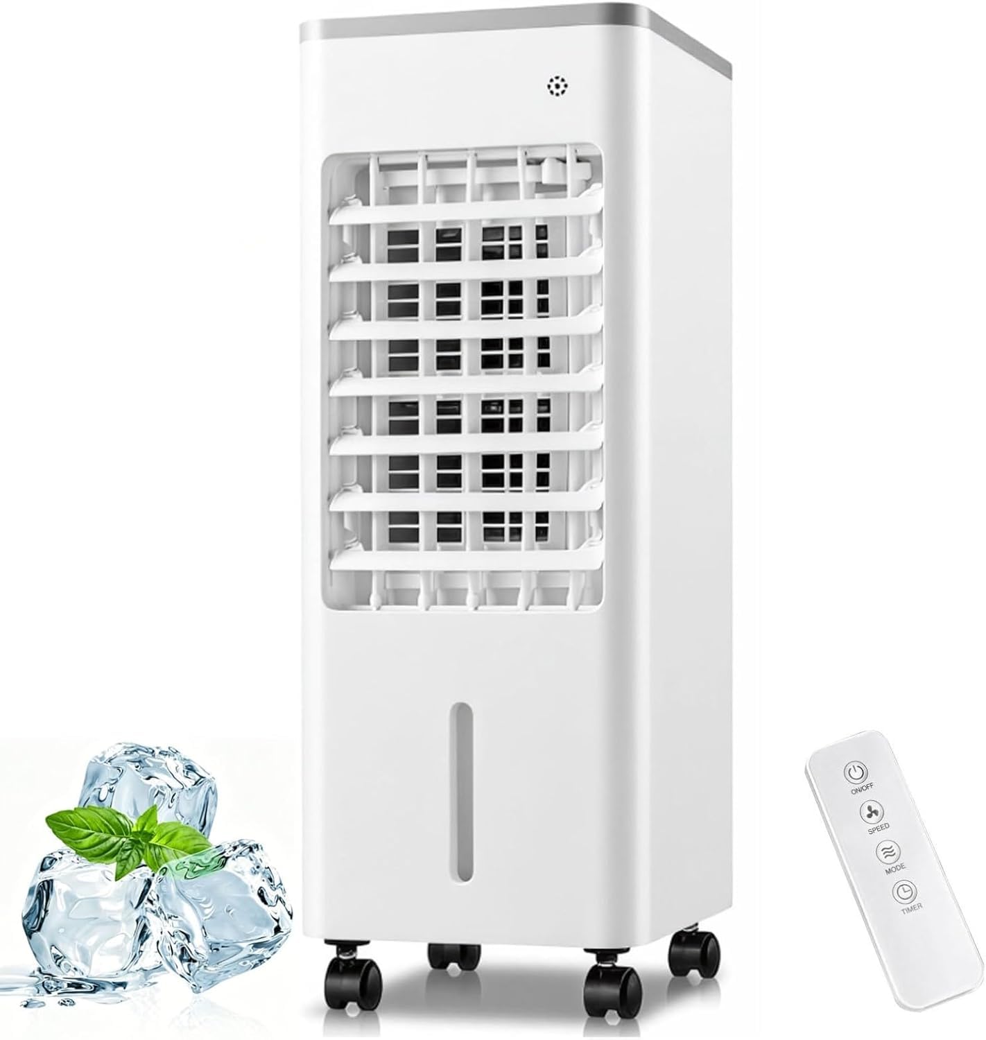 XAXEURLKJ 3-in-1 Portable Air Conditioner With Led Display, 3 Fan Speeds, 7.5h Timer, 6l Evaporative Cooler For Home, Office, Bedroom, Energy Efficient, White White