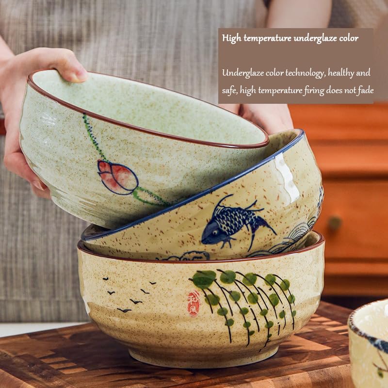 4 miski na ryż, ceramiczne miski do zupy, nowa chińska zastawa stołowa do restauracji, domowe czapki bambusowe w stylu narodowym, miski na makaron instant, 18 cm