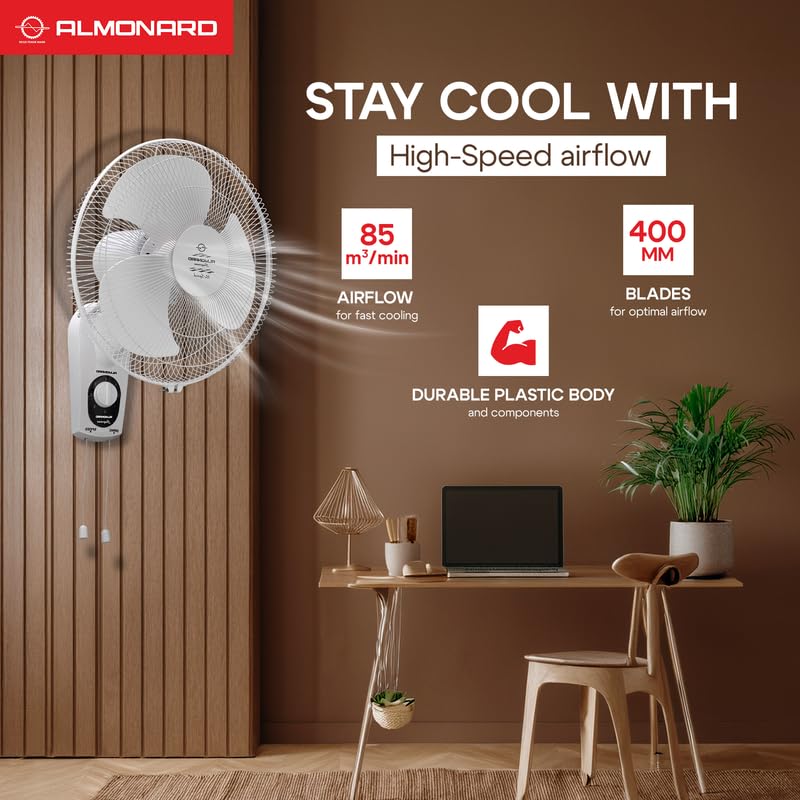 Image of Almonard | 16 inch (400mm) Supreme High Speed Wall fan White