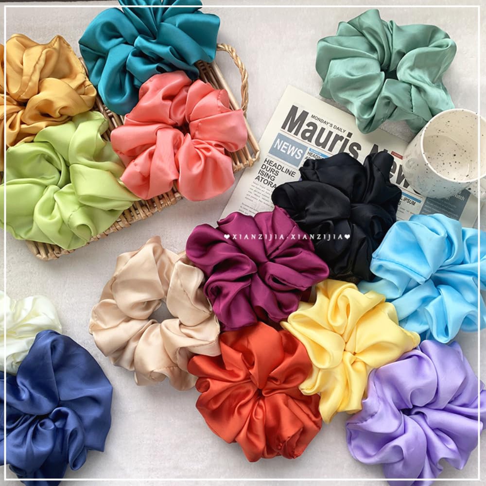Satin Hair Bobbles Scrunchies Hair Scrunchies Soft Elastic Silk Hair Band - Image 4