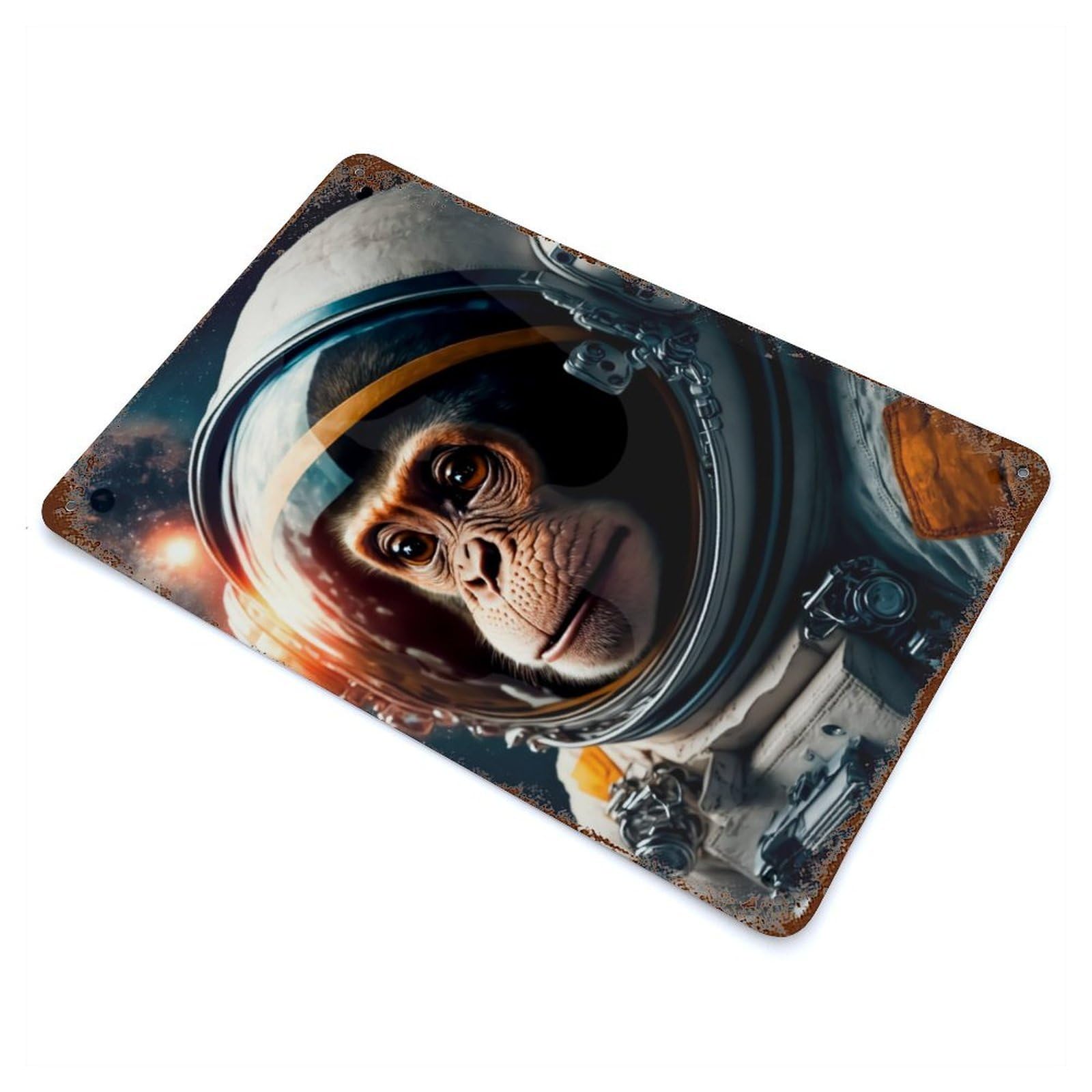 Monkey Vintage Wall Sign 11.8"x7.9", Rust Effect Metal Decor for Living Room, Hallway And Home Decor