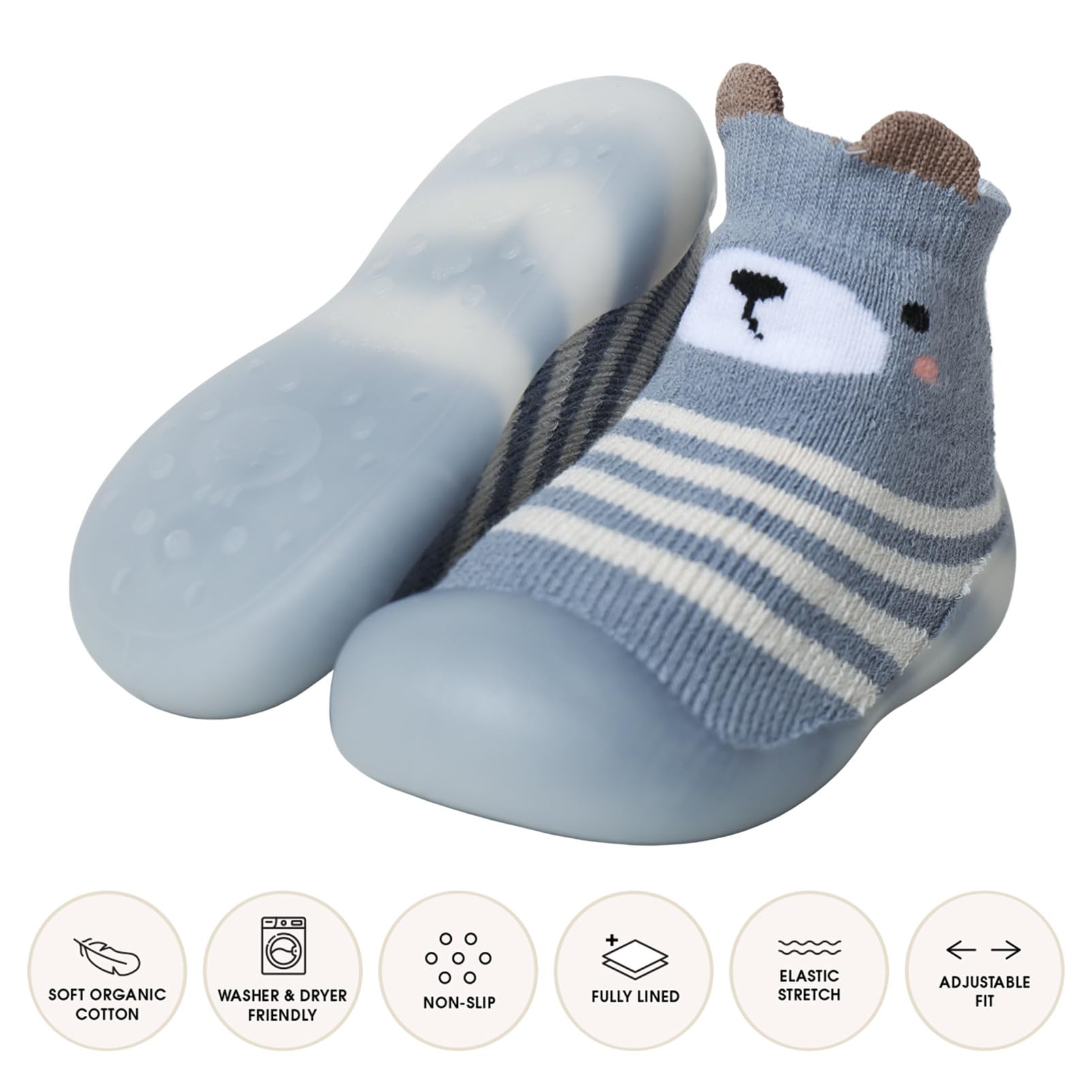 Zapatos de Calcetines Antideslizantes Bebé, Zapatos Primeros Pasos Bebé Niño Niña, Lindos Dibujos Animados Calcetines con Suela Goma, Suave Tejido Zapatillas Bebé 6-36 Meses