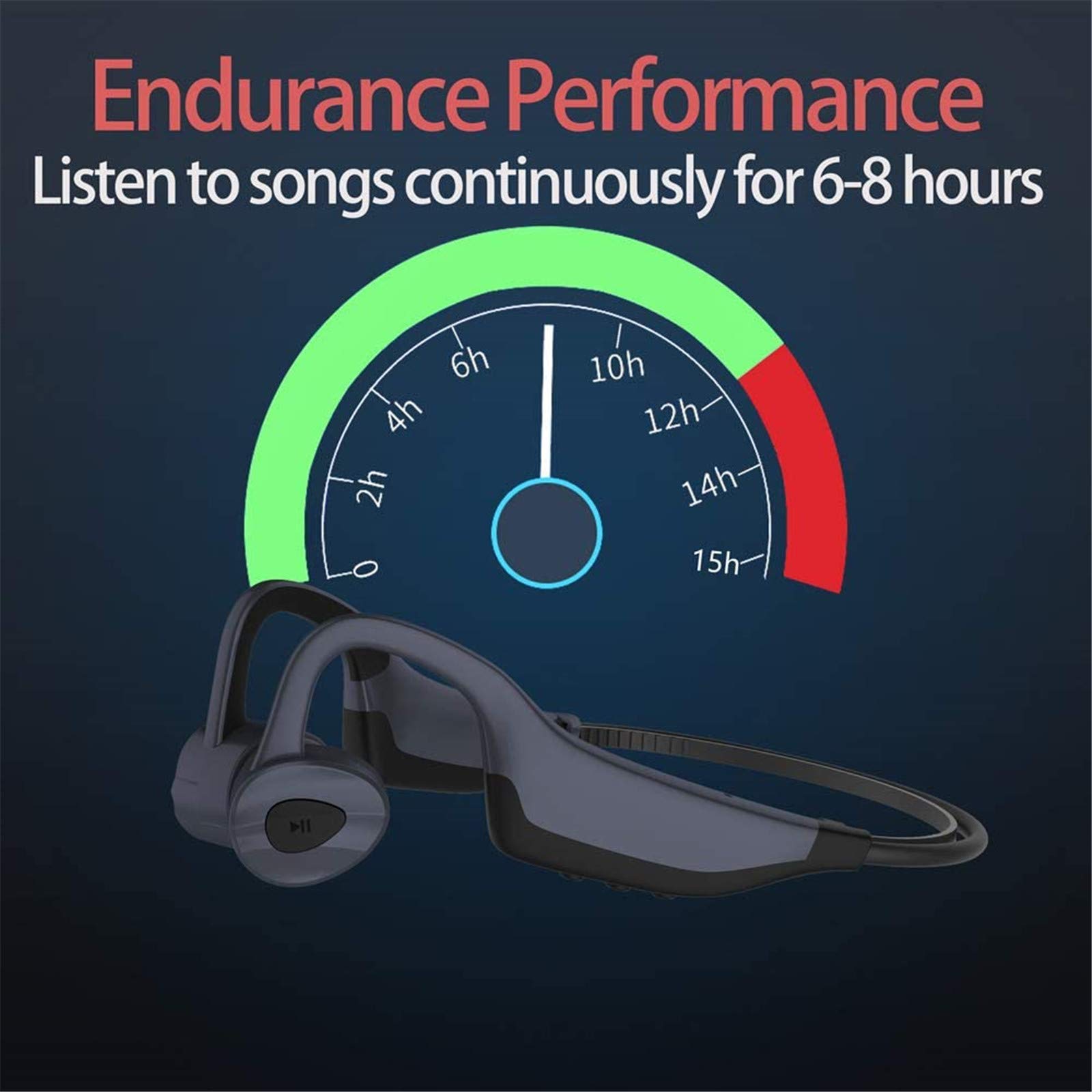 Cuffia a conduzione ossea 2 in 1 16 GB Lettore Mp3 Bluetooth 5.0 Auricolare k7 per la vita Salute Impermeabile Corsa Fitness Sport Headset (Grigio)