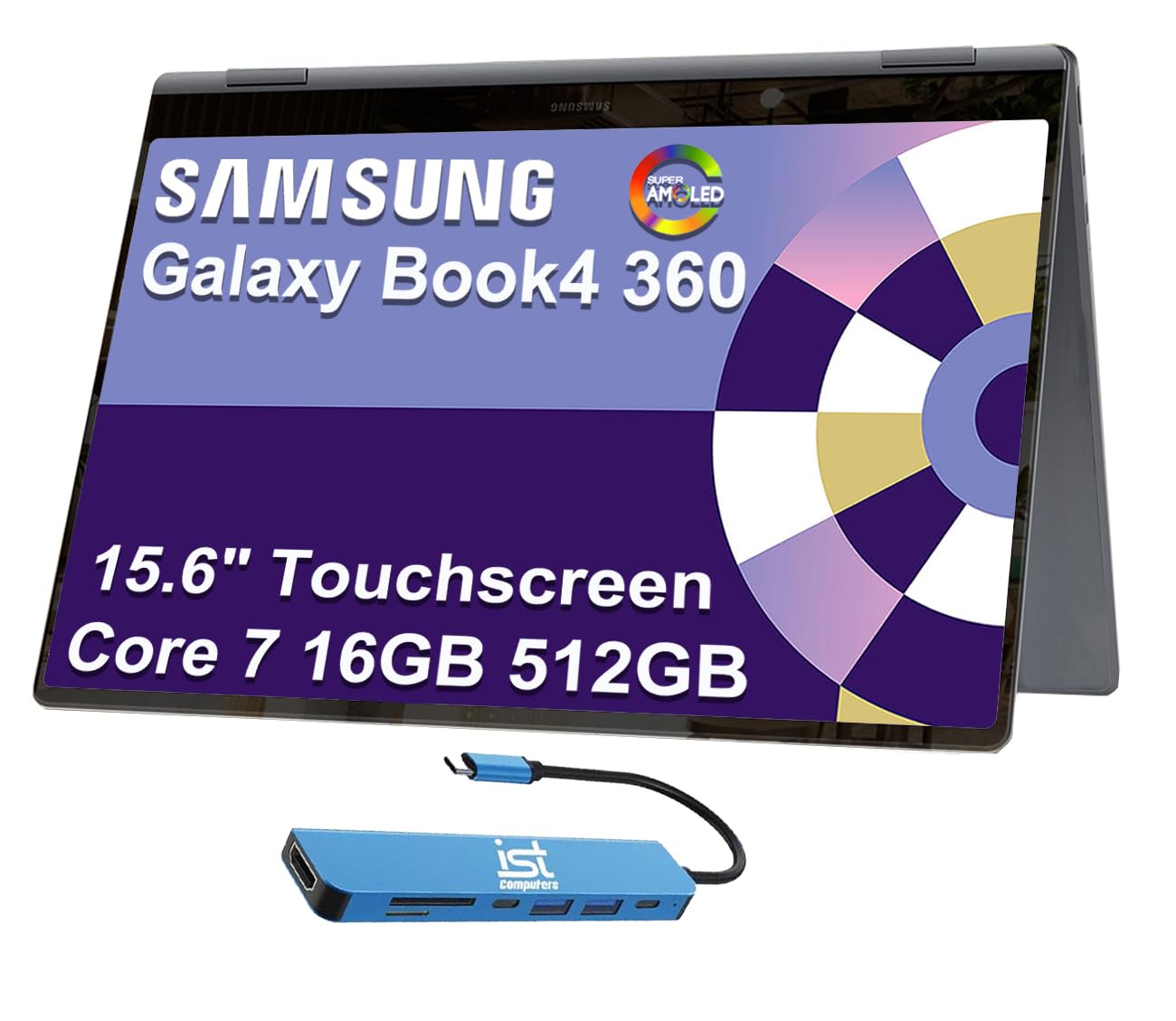 Samsung Galaxy Book4 360 2 in 1 Touchscreen Laptop (Intel Core i7 150U (> i7-1355U), 16GB DDR5, 512GB SSD) 15.6" FHD AMOLED, AI PC for Designer,