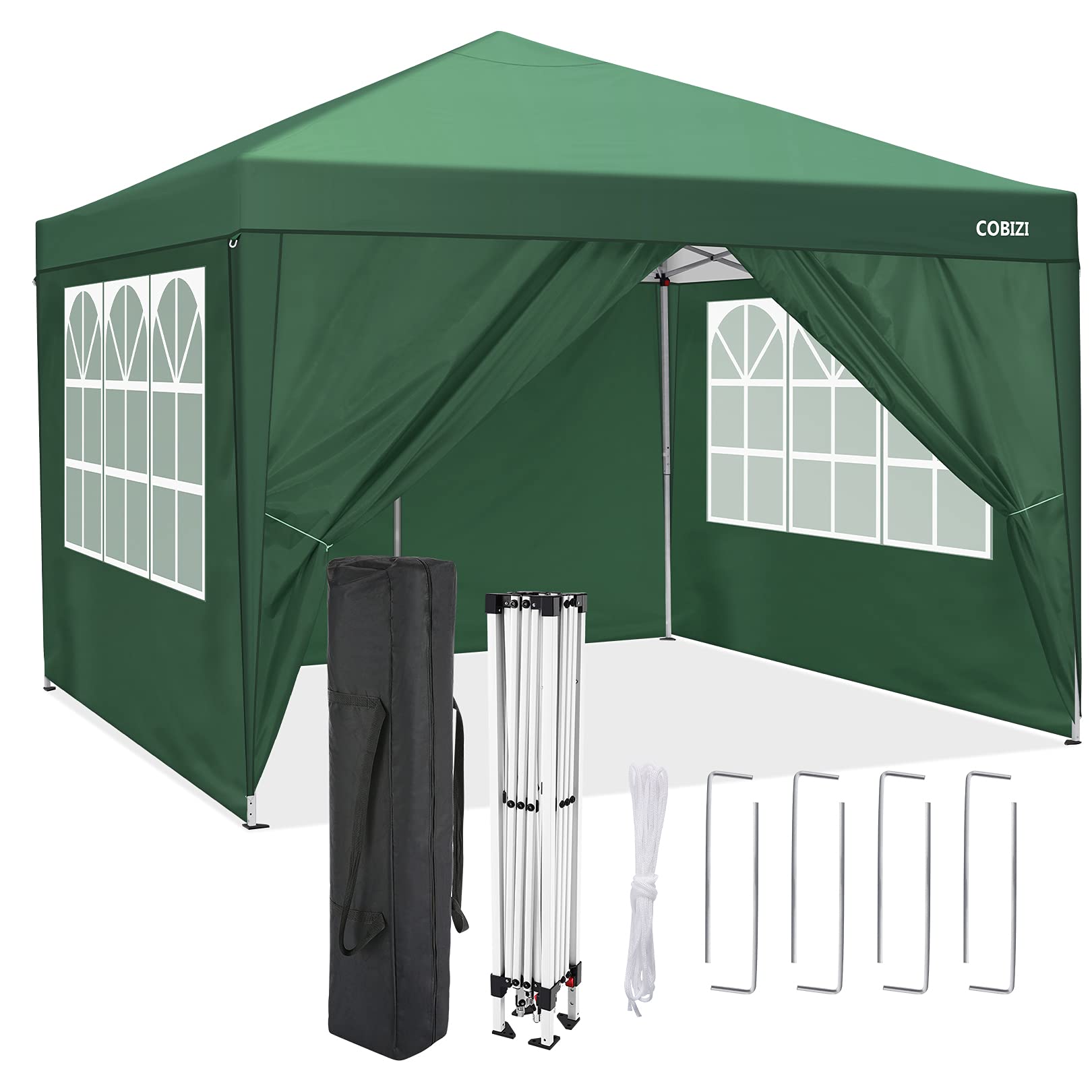 10x10 Pop-up Canopy Tent Commercial Instant Shelter Outdoor Beach Camping Tent with 4 Sidewalls, Car
