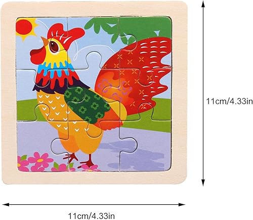 Miniatura 3 de Rompecabezas para niños - 9 piezas de madera Dibujos Animados Rompecabezas de animales para niños, rompecabezas de madera juguete educación temprana