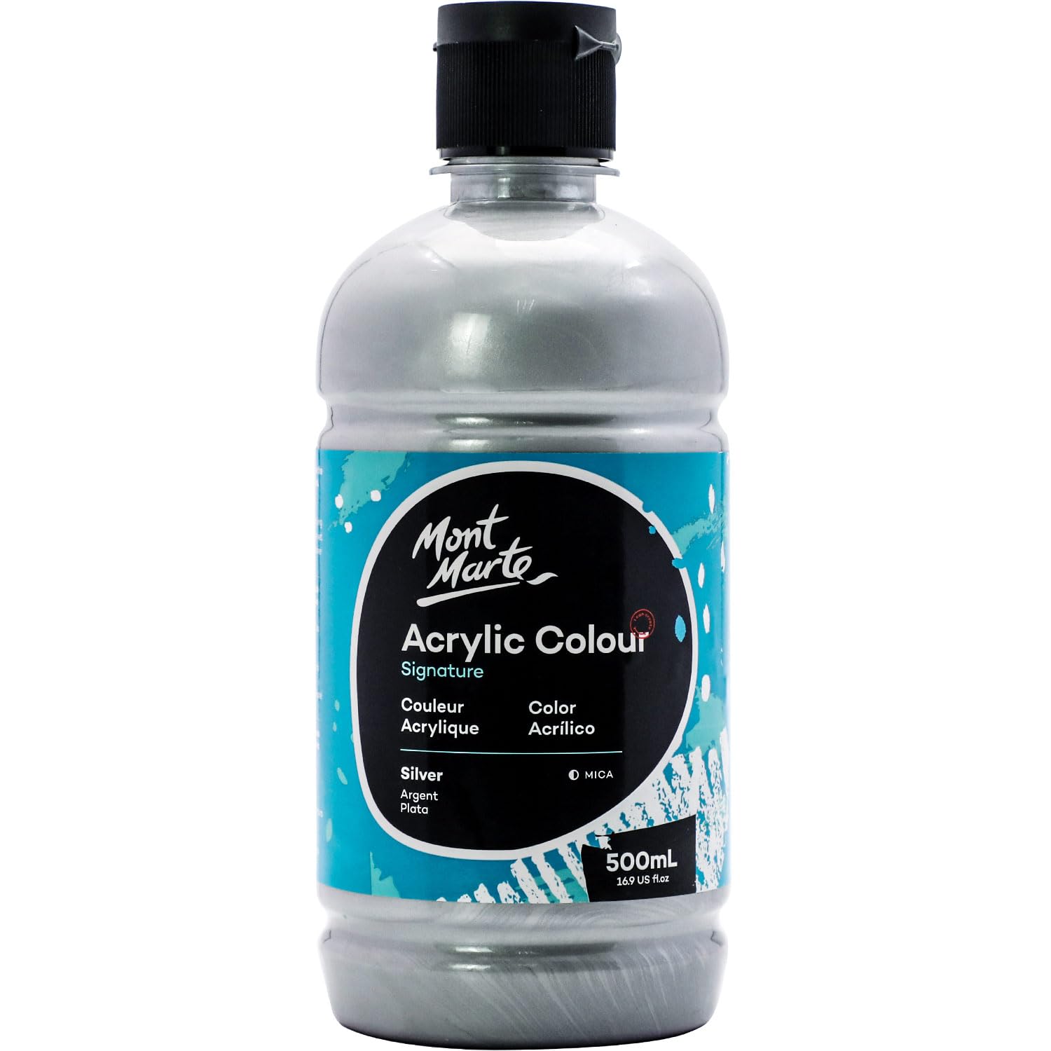MONT MARTE Acrylic Paint Silver – 500ml – Ideal for Acrylic Painting – Brilliant Lightfast Colour with great Opacity