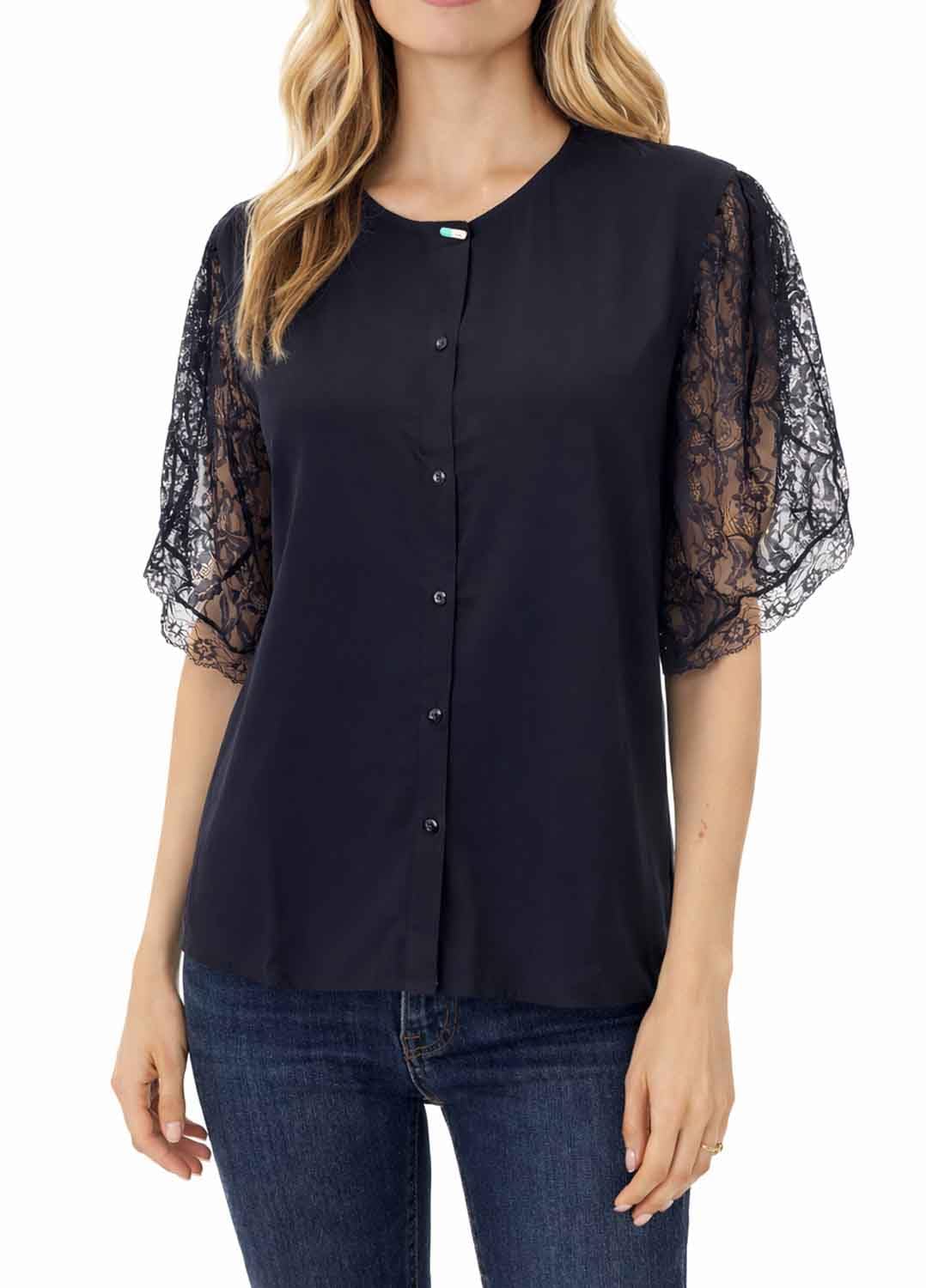 Chemisier Diesel C-Ophelia noir à manches courtes taille S