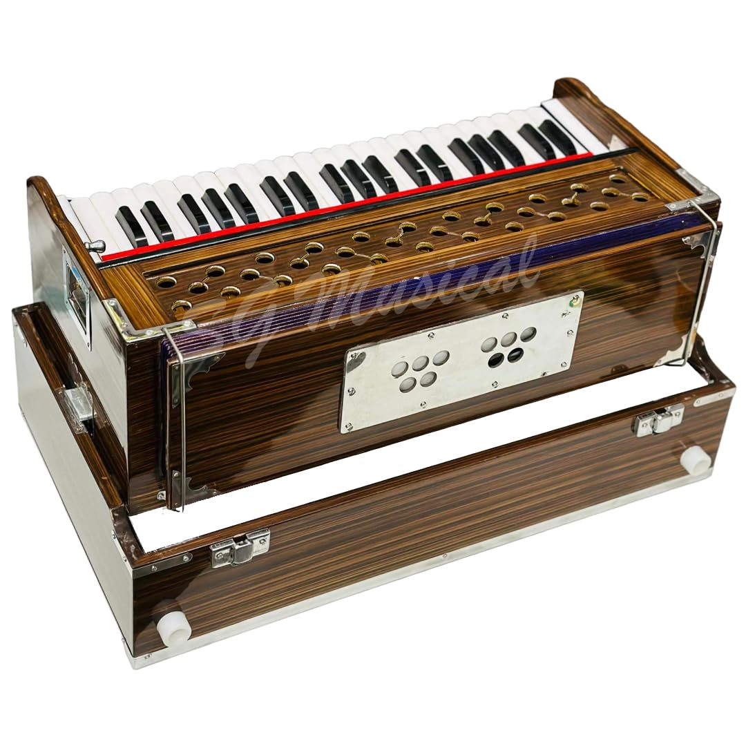 SG MUSICAL Folding Harmonium with 42-Keys, 7 Bellow, Two Reed (Bass-Male), 3.5 Octave, Coupler with Free Paaded Carry Bag