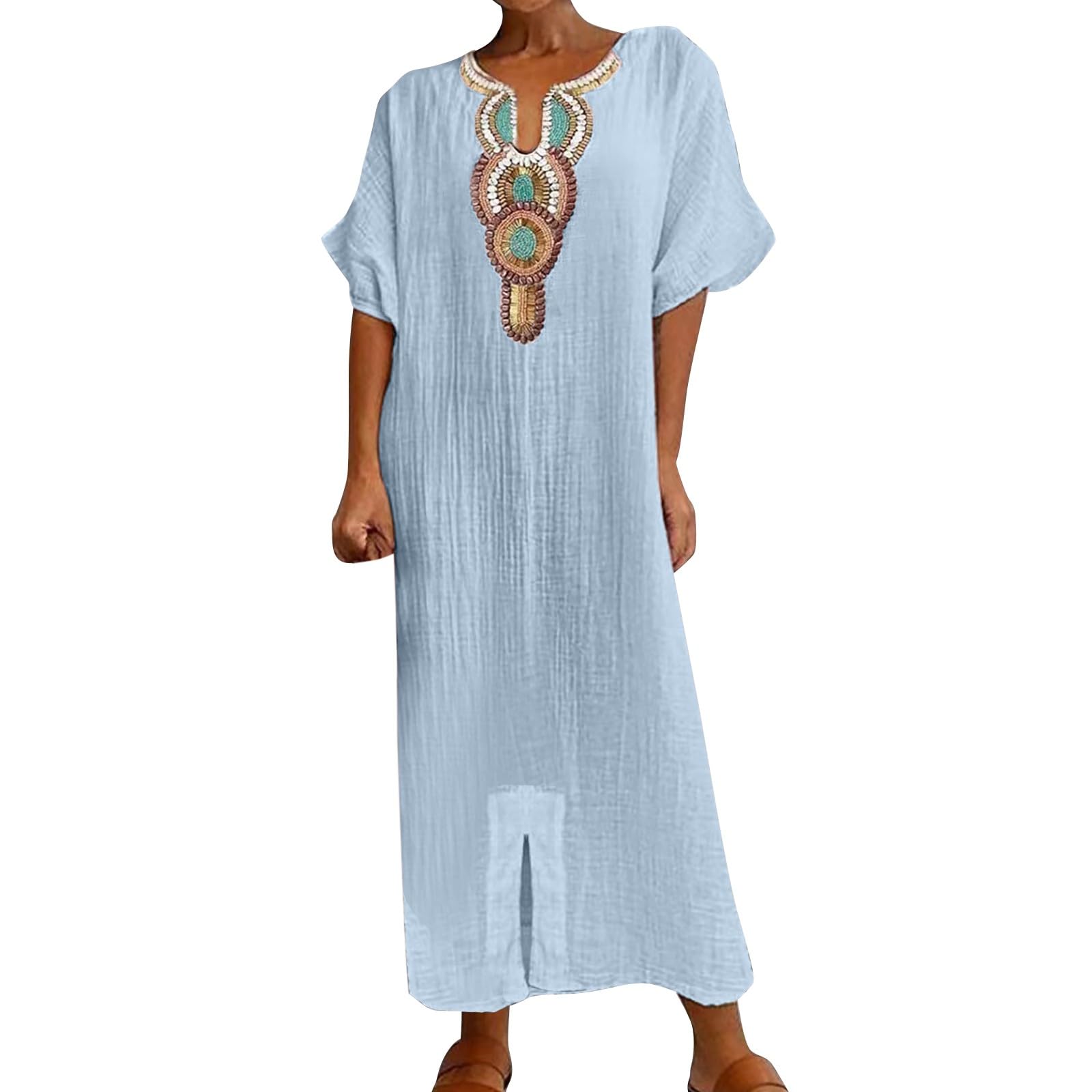Robe noire lin grande taille ample et légère pour masquer les rondeurs - 6