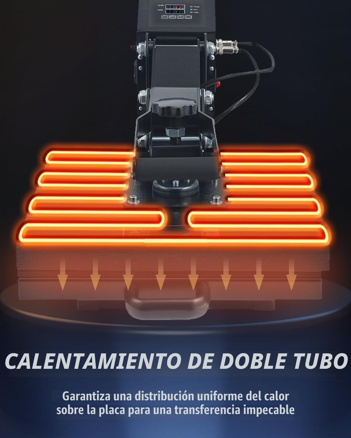 CREWORKS Prensa caliente de 38 x 38 cm para camisetas con doble tubo de calefacción con control digital 1400 W prensa de calor para camisetas, almohadas, bolsos, bricolaje y negocios