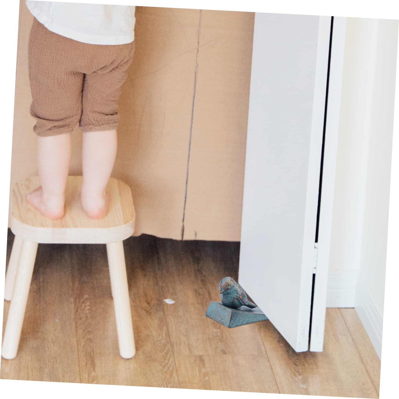 Cale de Porte en Fonte Verte, Butée Robuste Décorative