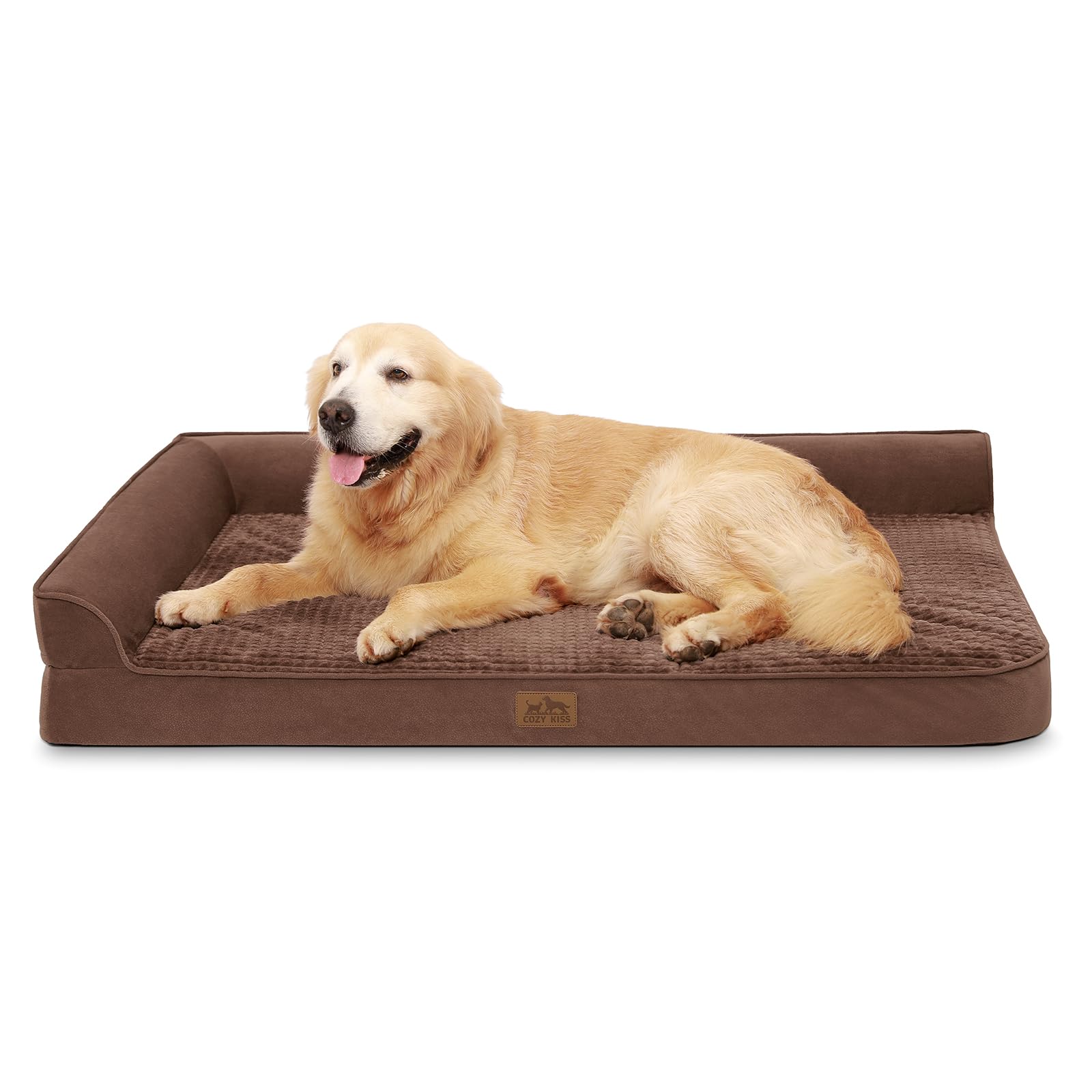 COZY KISS Orthopedic Dog Bed for Extra Large, XXL Dogs Bed, L Shaped Foam Anti-Slip Bottom Giant Pet Cat Sofa with Washable Cover, Suitable for Pet Up