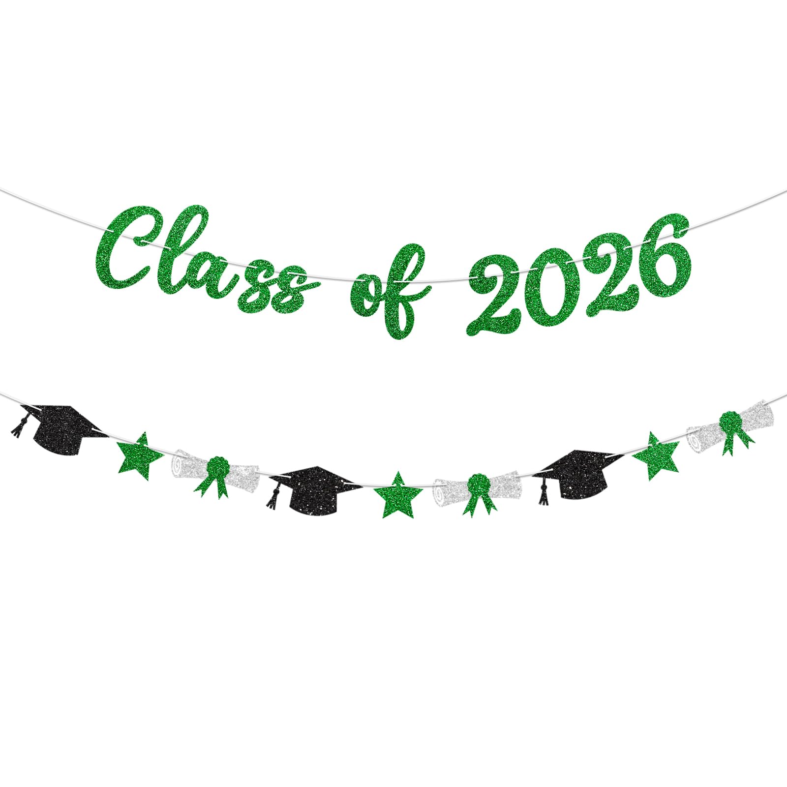 Blopee Class of 2026 Banner Green Graduation Decorations Prestrung 2026 Graduation Banner for Congrats Grad 2026 Senior High School College Grad Party Decorations