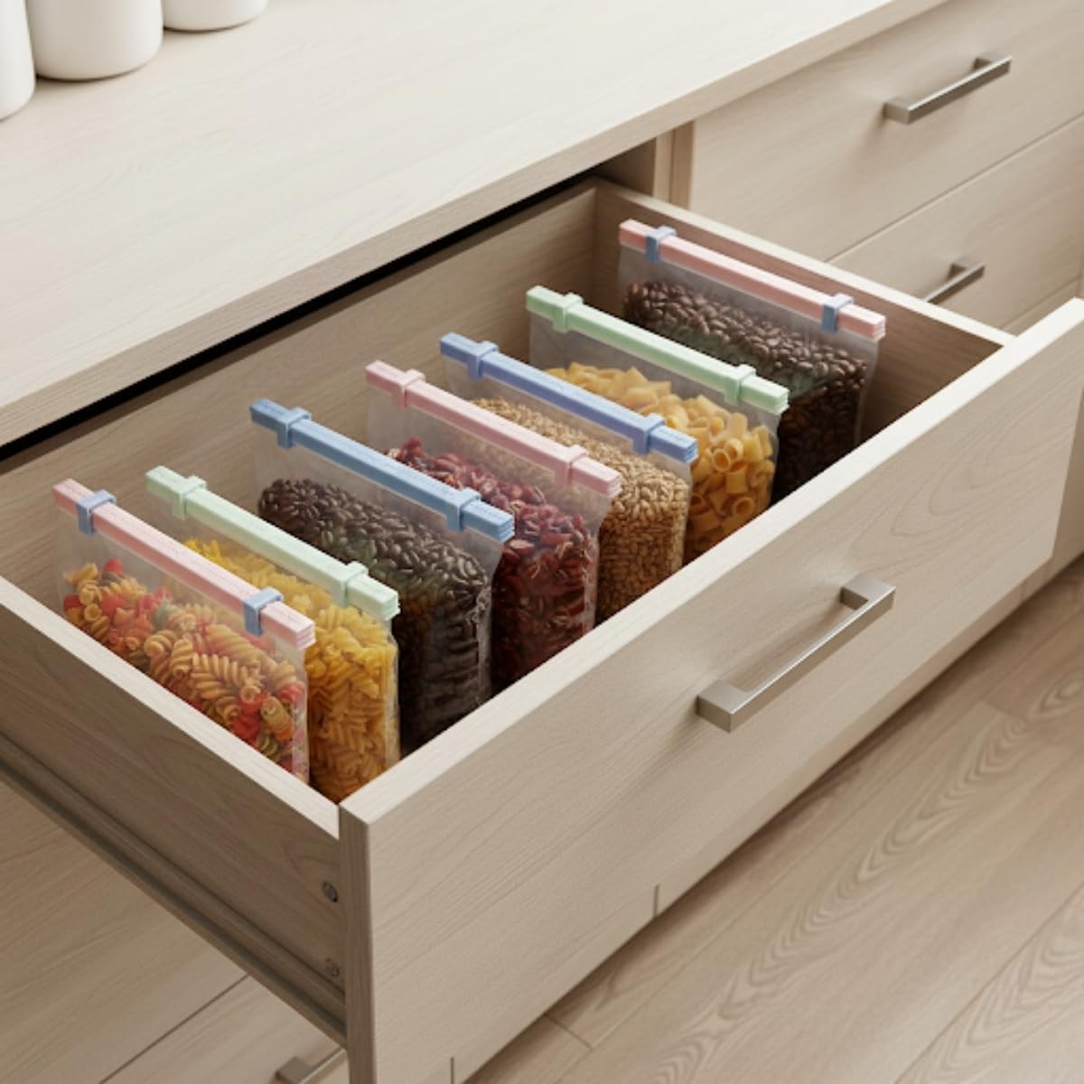 Poşet Klipsi 10 cm – Gıda Poşeti Kapatma Mandalı, 6 Adet Çok Amaçlı Plastik Klips, Mutfak ve Saklama için (Renkli Set)
