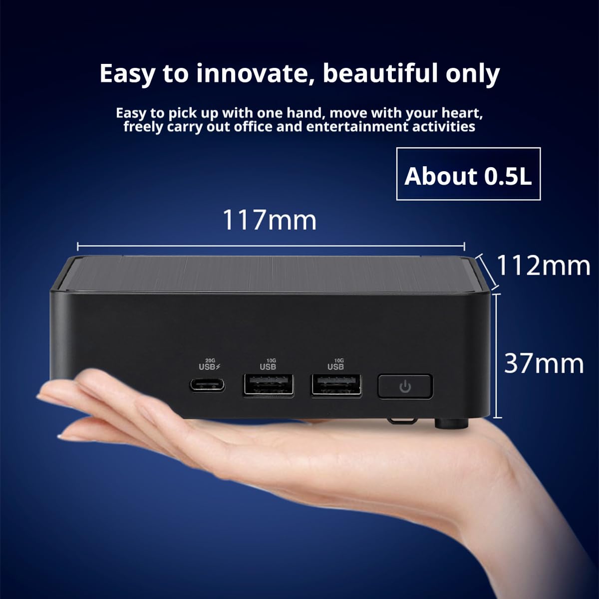 Mini PC NUC14 Pro con Intel Core Ultra 5 125H, grafica Intel Arc, supporta fino a 96 GB di RAM DDR5, Dual Thunderbolt 4, display Quad 4K, 2.5G LAN, WiFi6E (Slim, Barebone)