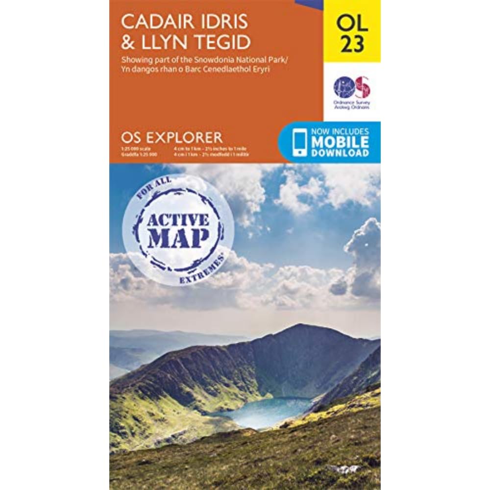 Ordnance Survey Explorer Active Ol 23 Cadair Idris & Llyn Tegid Map Orange