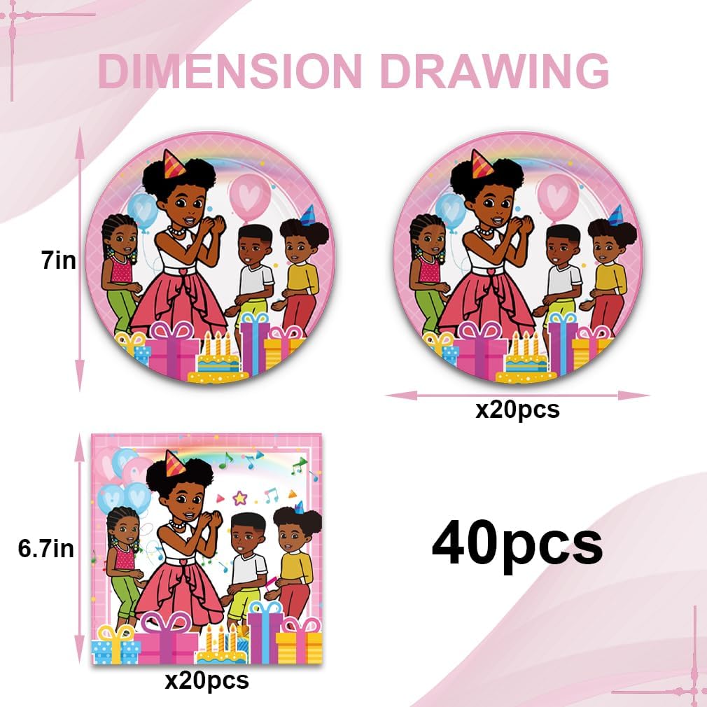 40Pcks Gracies Corner Party Supplies include 20 plates, 20 napkins for Gracies birthday party decoration - Image 2