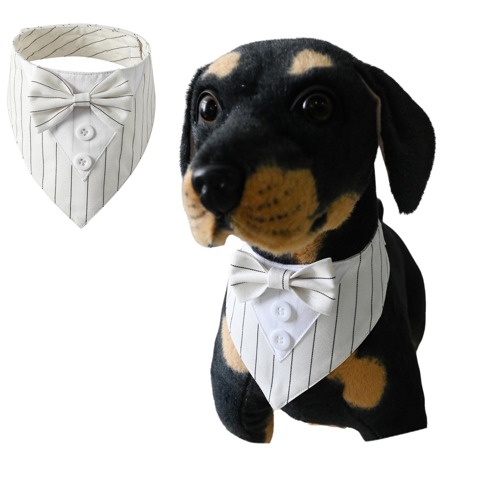 Collare per smoking per animali domestici, bandana, abito da sposa, papillon per gatti, cuccioli, cani di piccola taglia, vestito per feste, compleanni, Natale, bianco, XS