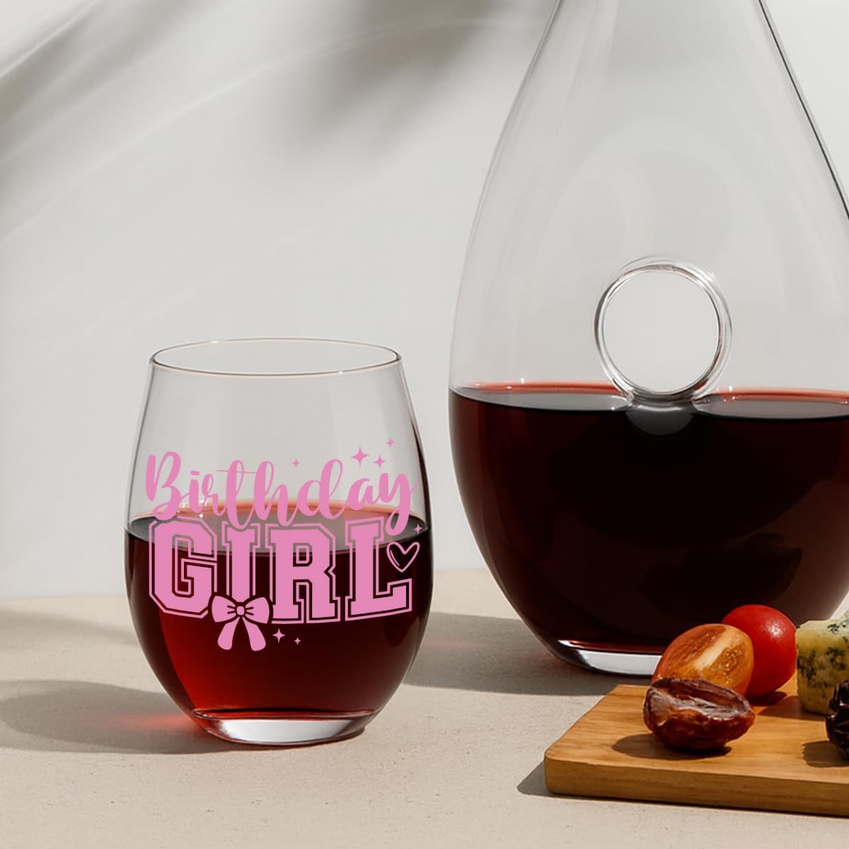Birthday Girl,Pink Bow Birthday Wine Glass Gifts for Women,Her,Sister,Friends, Happy Birthdays Stemless Wine Glasses,Best Birthdays Party Present -72 - Image 5