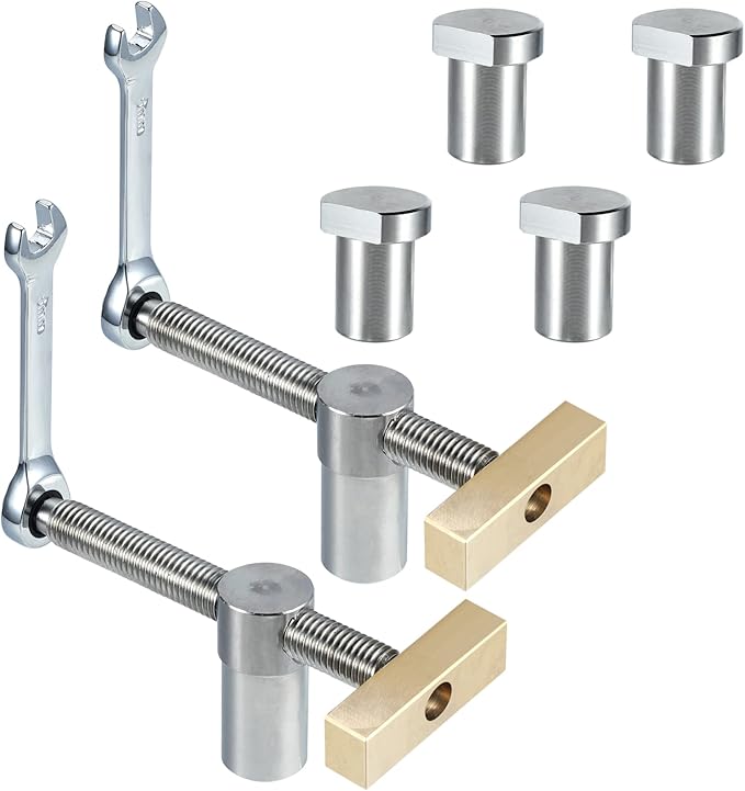 2x Tisch-Werkbank-Klemmen 20mm | Edelstahl & Messing | Für Holzbearbeitung