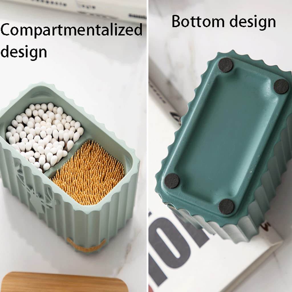 Porta Palillos De Dientes De Resina De Lujo Y Moderno, con Tapa Y Compartimento para Dispensador De Palillos.(Estilo Ciervo Bgreen)
