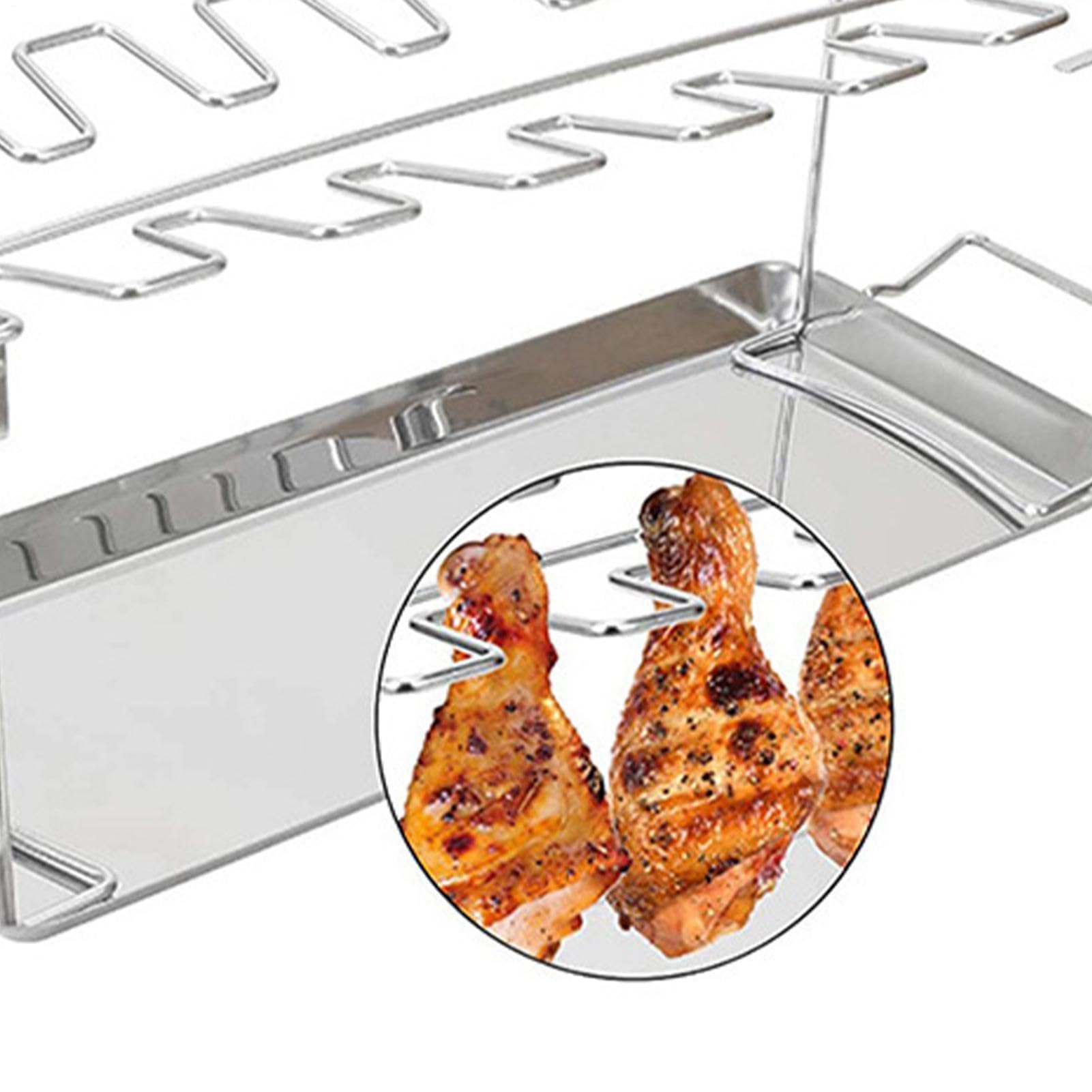 Parrilla para Pollo, Soporte de Acero Inoxidable con 14 Ranuras para Muslos de Pollo, Ideal para barbacoas, picnics, acampadas, Cocina y hogar cocinar al Aire Libre y Fiestas en el Jar