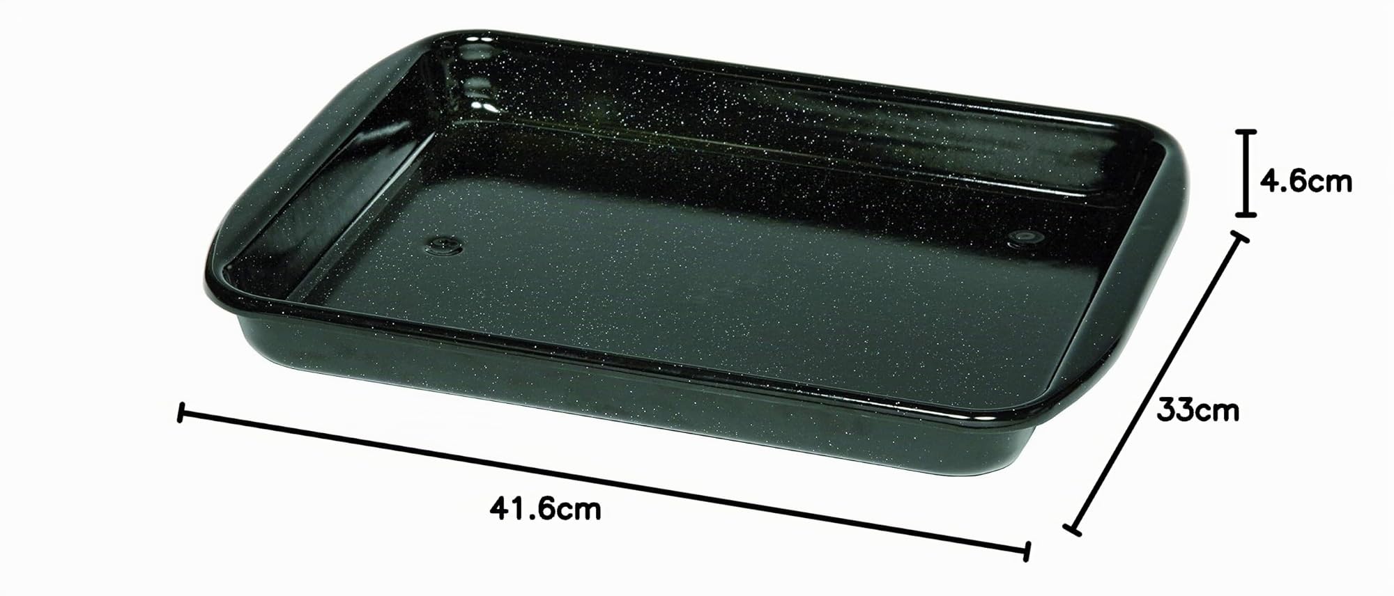 Riess, 0401-022, Bratrohrpfanne niedrig 33/42, CLASSIC - BACK- UND BRATFORM, Länge 41.6 cm, Breite 32.8, Höhe 4.6 cm, Emaille, schwarz, Bräter, Induktion