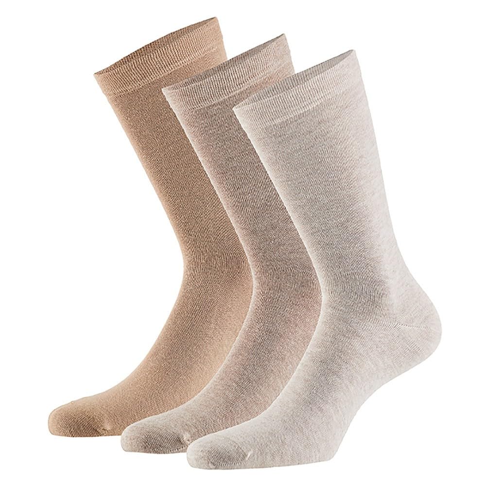 Mehrstrumpf Unisex 12 Pairs (Multi-Beige) 6/12 Pairs Men's & Women's 100% Organic Cultivation Socks With Comfort Waistband Without Seam (Model: Biolivia), 35-38