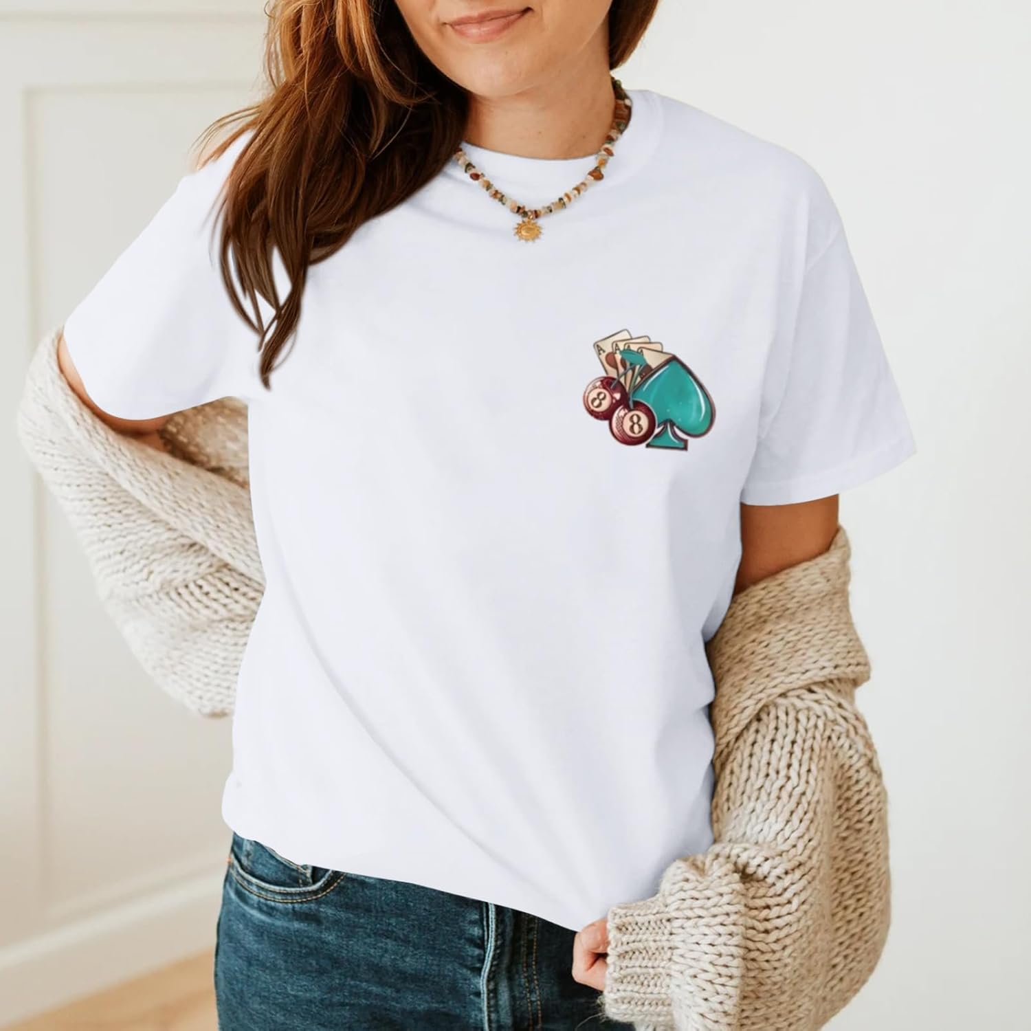 Western Shirts for Women Rodeo Graphic Tees Shirt Vintage Cowgirl Poker T-Shirts Cherry Number Short Sleeve Tops - Image 3