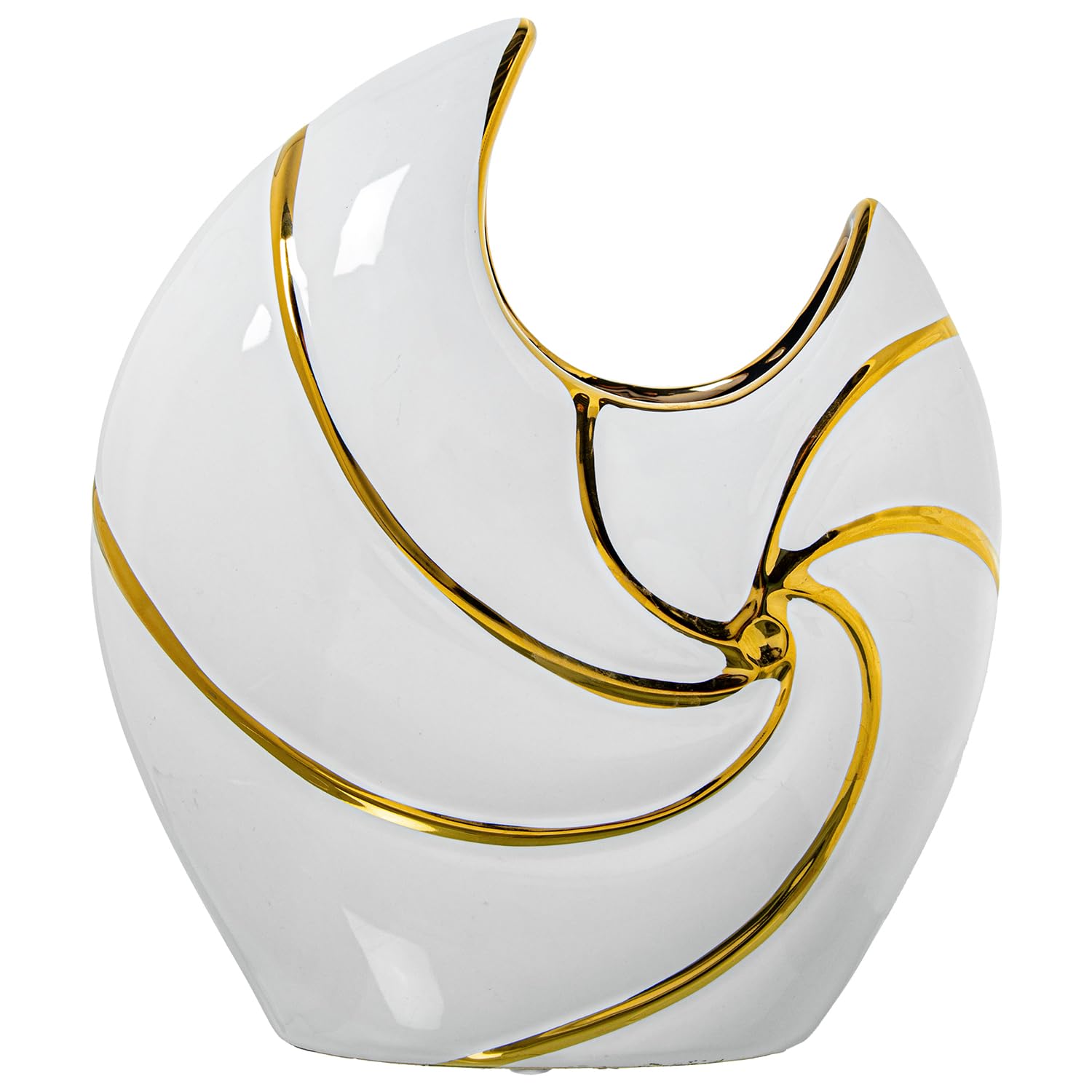 JARRON CERAMICA 25CM BLANCO BRILLO/ORO_22X9X25CM