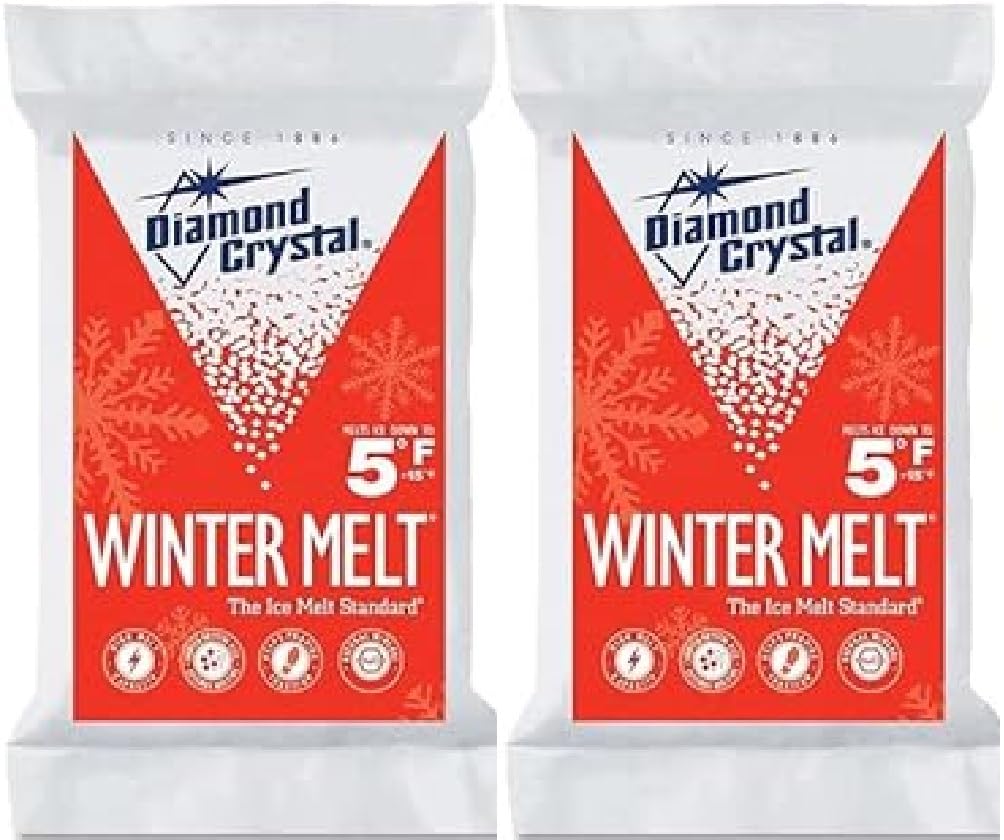 Diamond Crystal Winter Melt Snow Ice Melt Salt, 25lb Bag 2-Pack