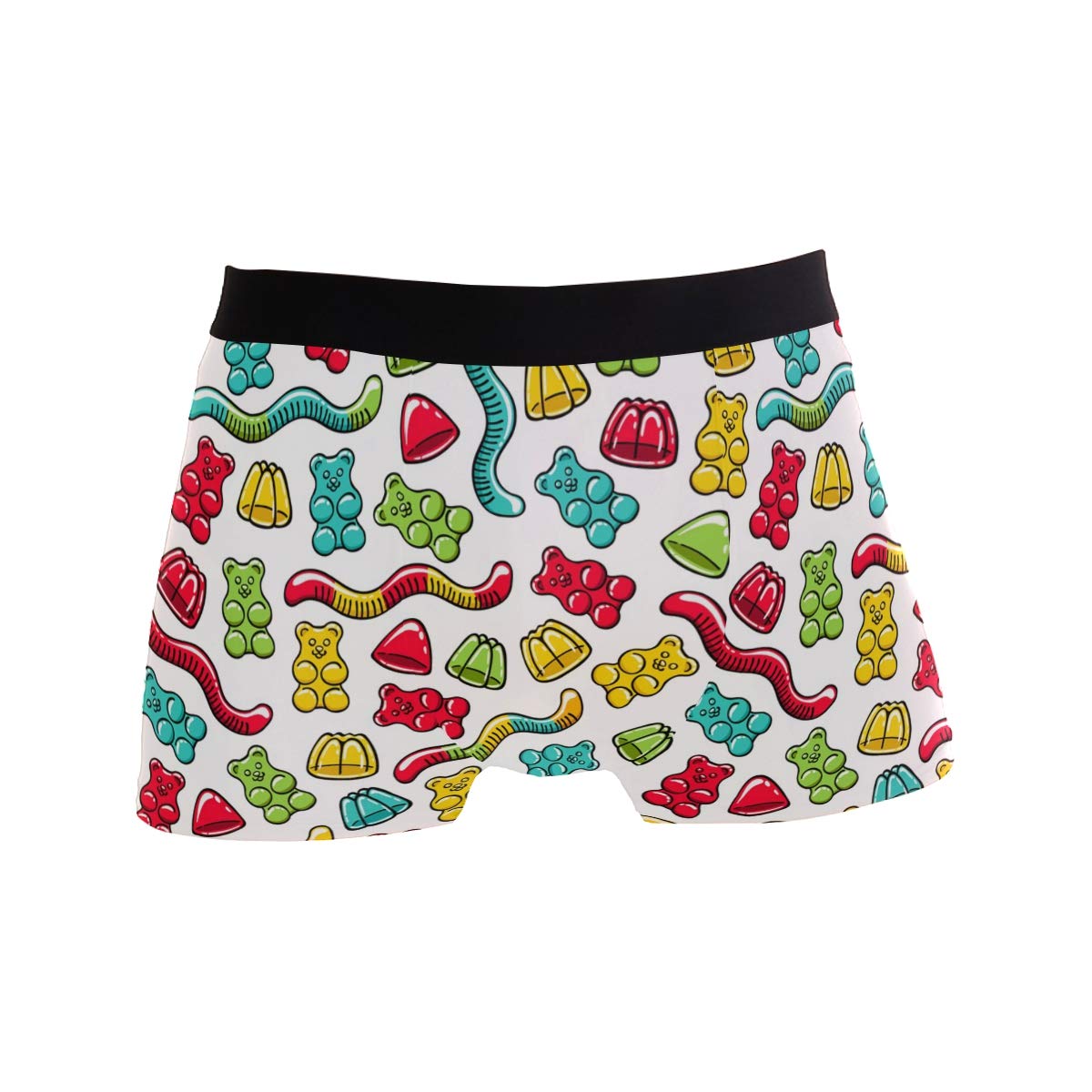 Paqgsrem Men's Gummy Bears Jelly Worms Boxers Briefs Boxer Shorts Trunks Colorful Checkered Flag